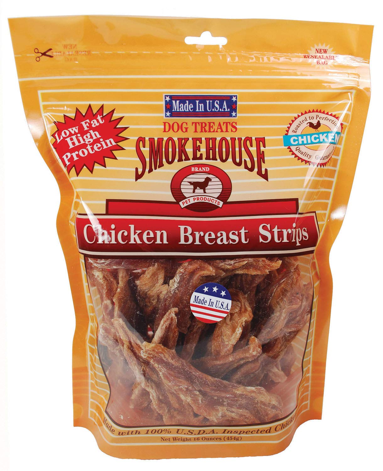 Smokehouse 100-Percent Natural Chicken Breast Strips Dog Treats, 16-Ounce