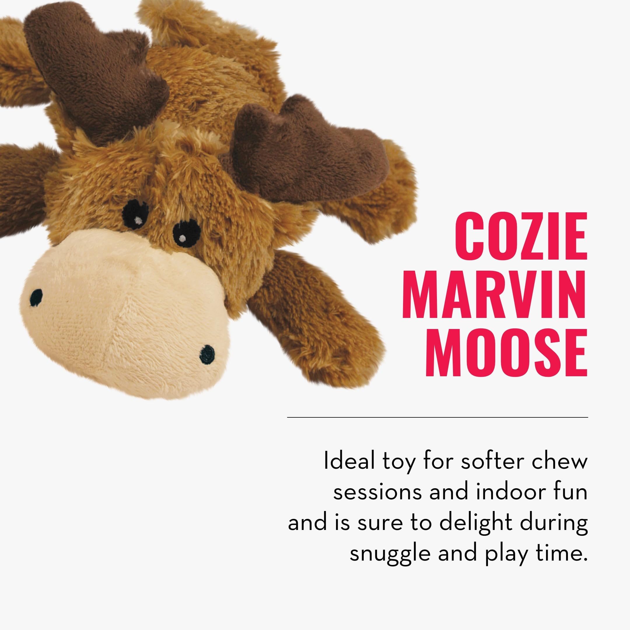 Kong Cozie Marvin Moose & Squeakair Balls (3 Pack) - Dog Fetch & Chew Toys For Fun - Soft Toy Moose For Indoor Play - Durable Do