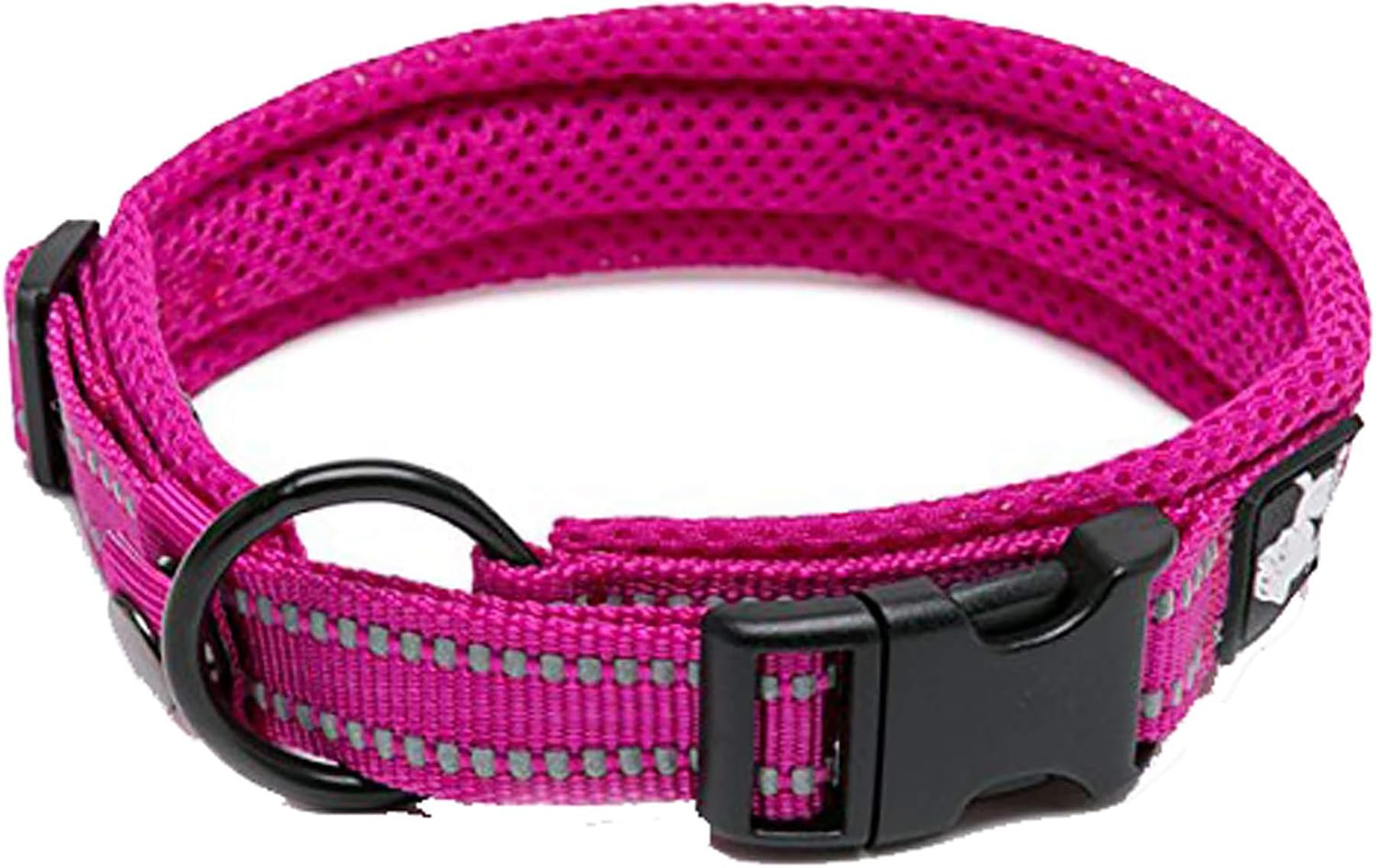 True Love Truelove Dog Collar Reflective Premium Duraflex Buckle,High Grade Nylon Webbing No Choke Basic Collars Tlc5011(Fushcia