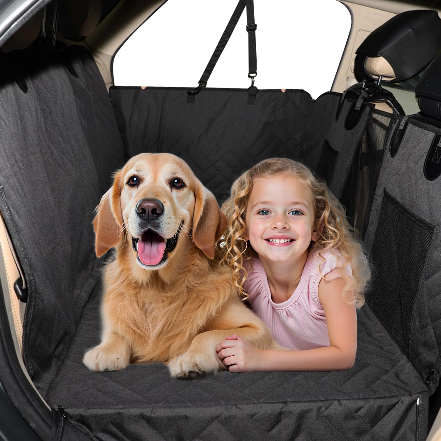 Mirozo Back Seat Extender For Dogs,600D Heavy Durable Dog Seat Cover Car Seat Cover For Back Seat,Waterproof Car Pet Backseat Pr