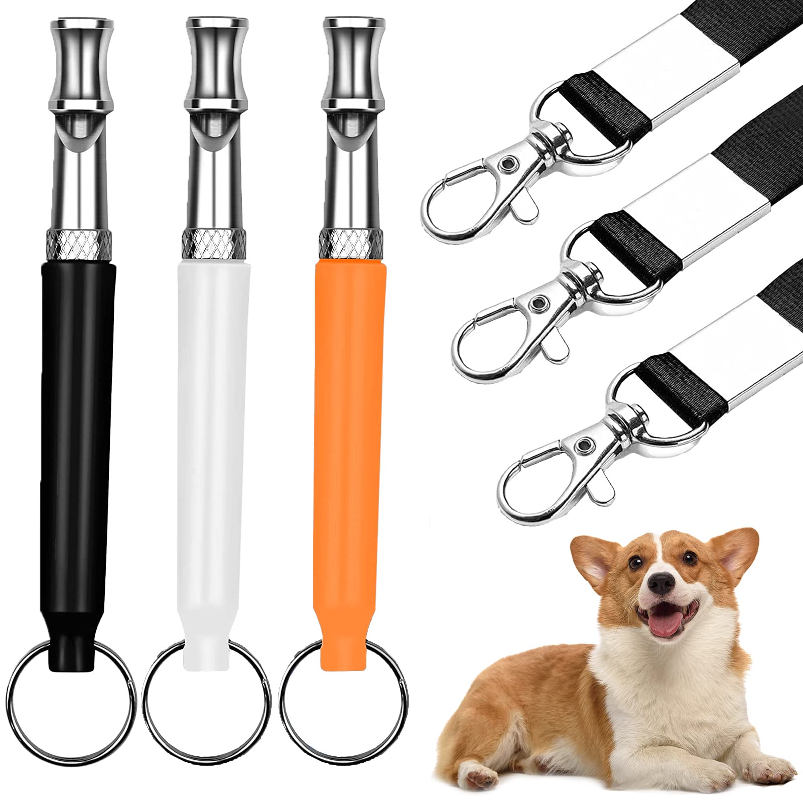 3 Pcs Ultrasonic Dog Whistle With Lanyard Professional Recall Dog Stop Barking Control Device Adjustable Ultrasonic Silent Dog W