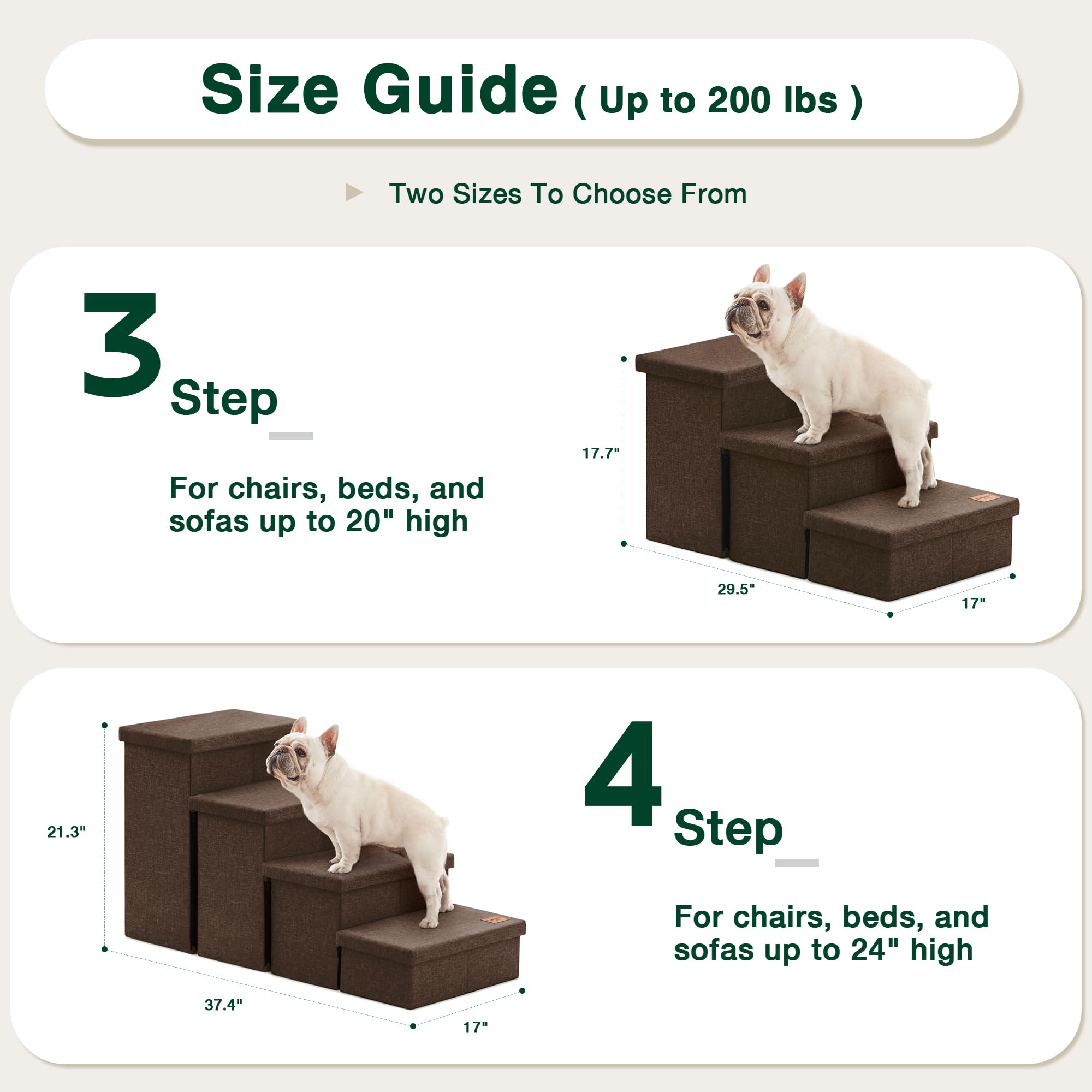 Love'S Cabin Dog Stairs For High Bed 18'' H,Foldable Pet Stairs For Small Medium Or Large Dogs Puppy With Storage For Bed Or Cou