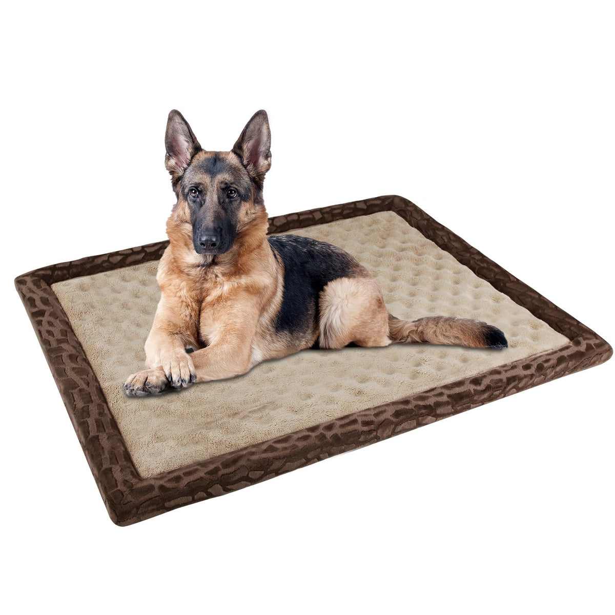 Pagged Xl Dog Crate Pad 42X28 Inch Memory Foam Large Dog Kennel Bed Soft Flannel Washable Anti Slip Puppy Sleeping Mat,Brown