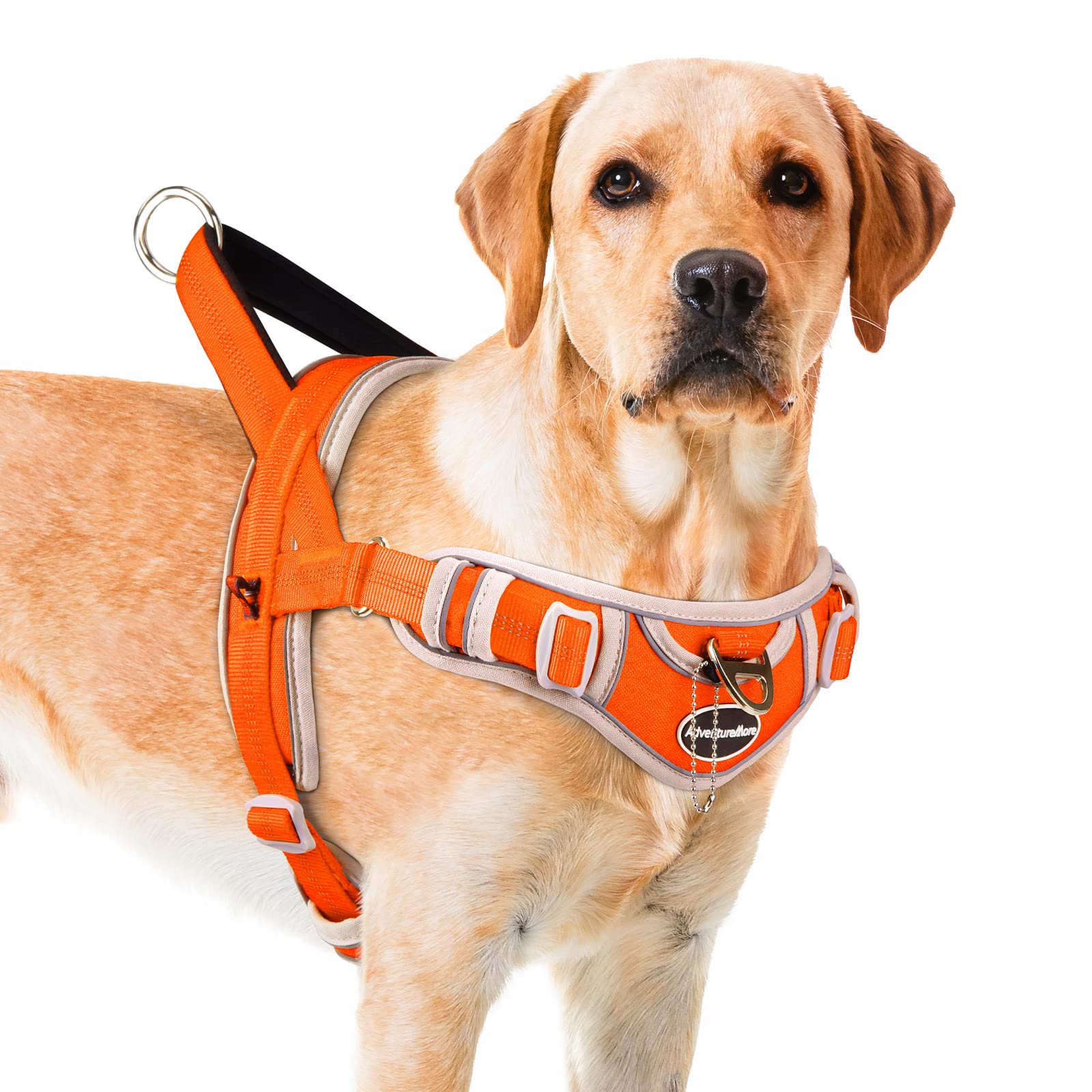 Adventuremore Dog Harness For Medium Dogs No Pull, Sport Dog Halter Harness Adjustable Reflective Dog Vest Escape Proof Dog Harness With Easy Control Front Clip Handle For Training Walking M Orange