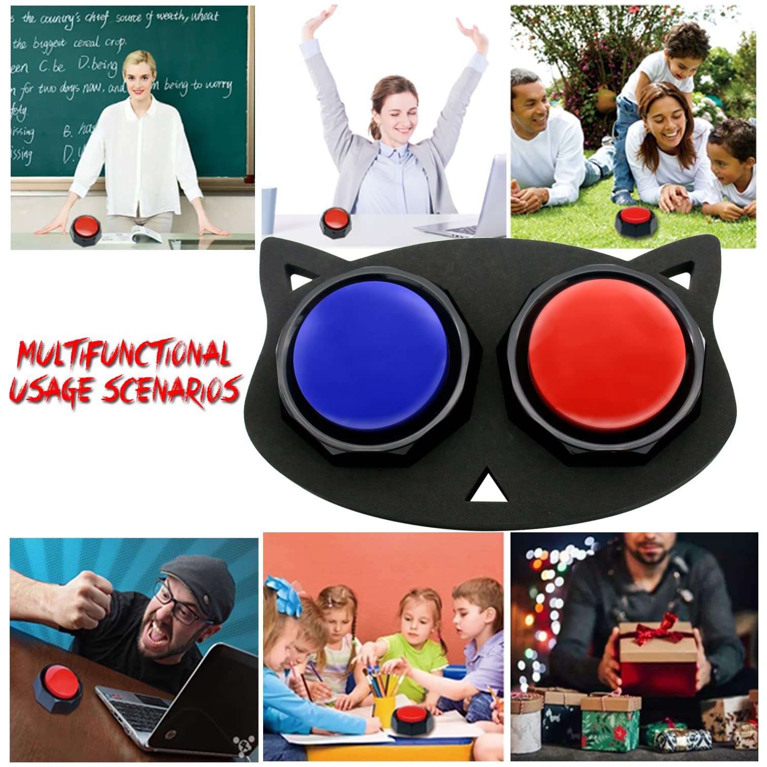 Recordable Buttons, Communication Sound Buttons, 30S Recording Upgrade, Talking Button, Easy Use, Material Safety, Answer Buzzer