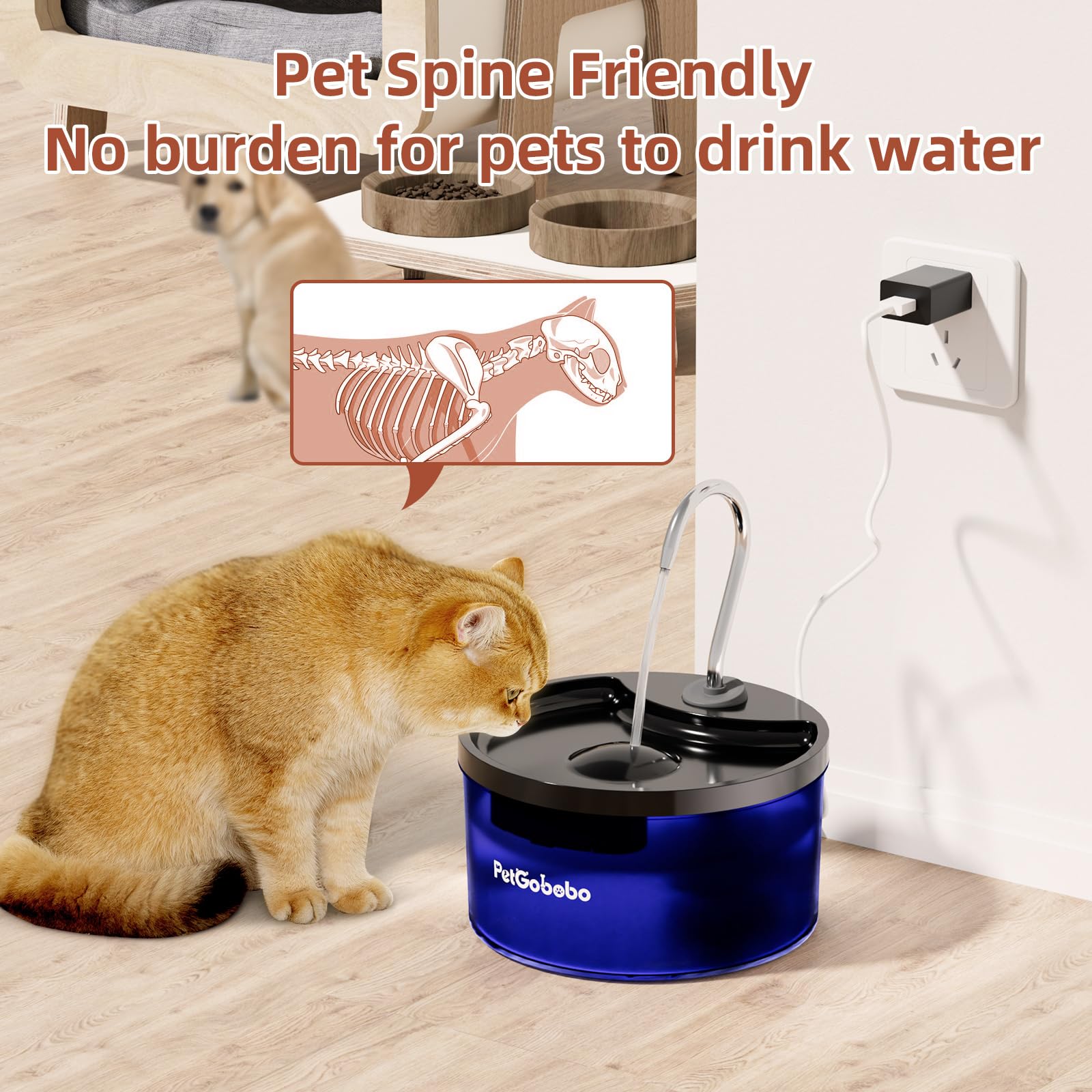 Cat Water Fountain, 100 Oz/3 Liter Pet Fountain, Cat Fountain With Low Water Alert Light, Ultra Silent Cat Fountain, Bpa Free, E