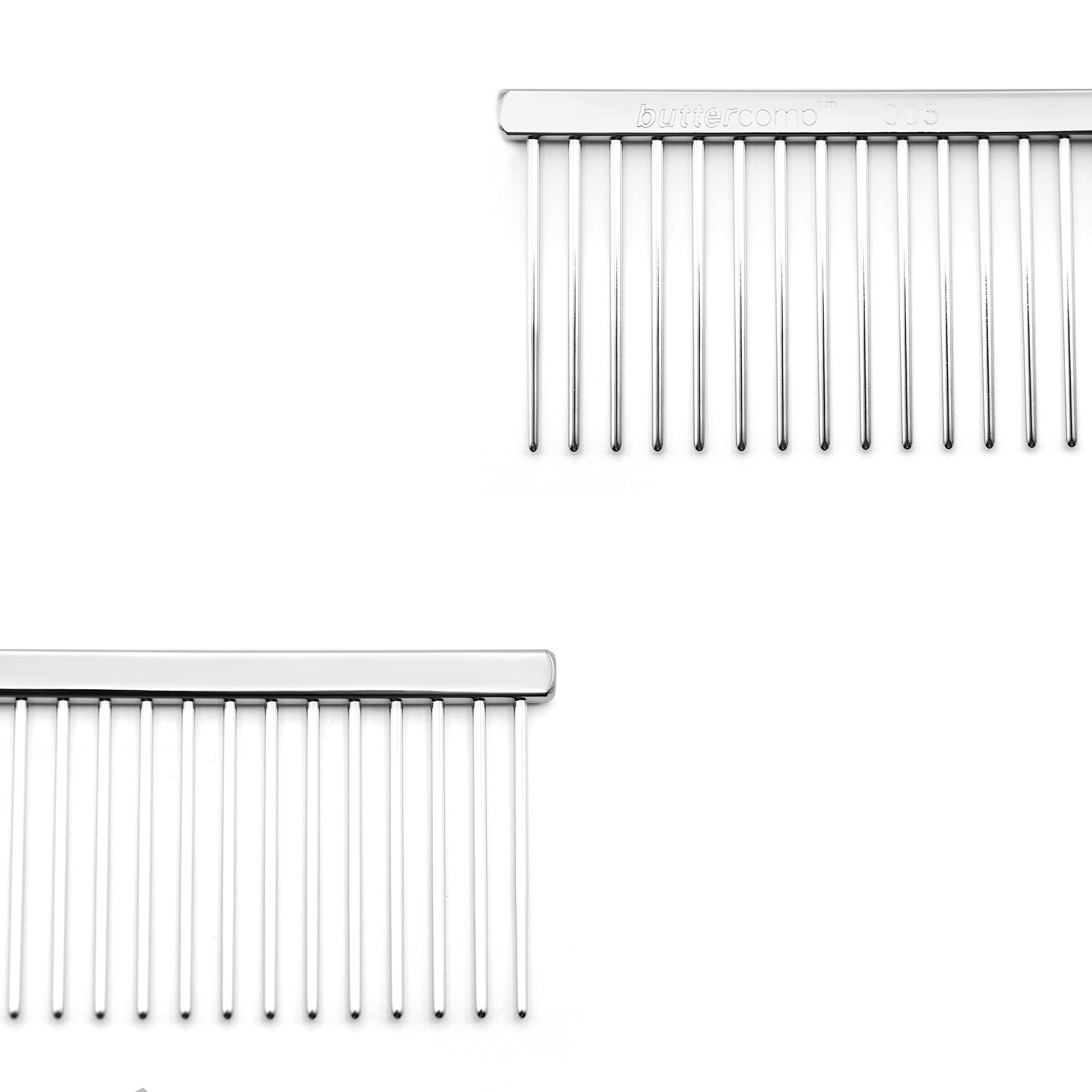 Chris Christensen 005 7.5 inch Fine/Coarse Long Tooth Greyhound-Style Butter Comb, Groom Like a Professional, Rounded Corners Pr