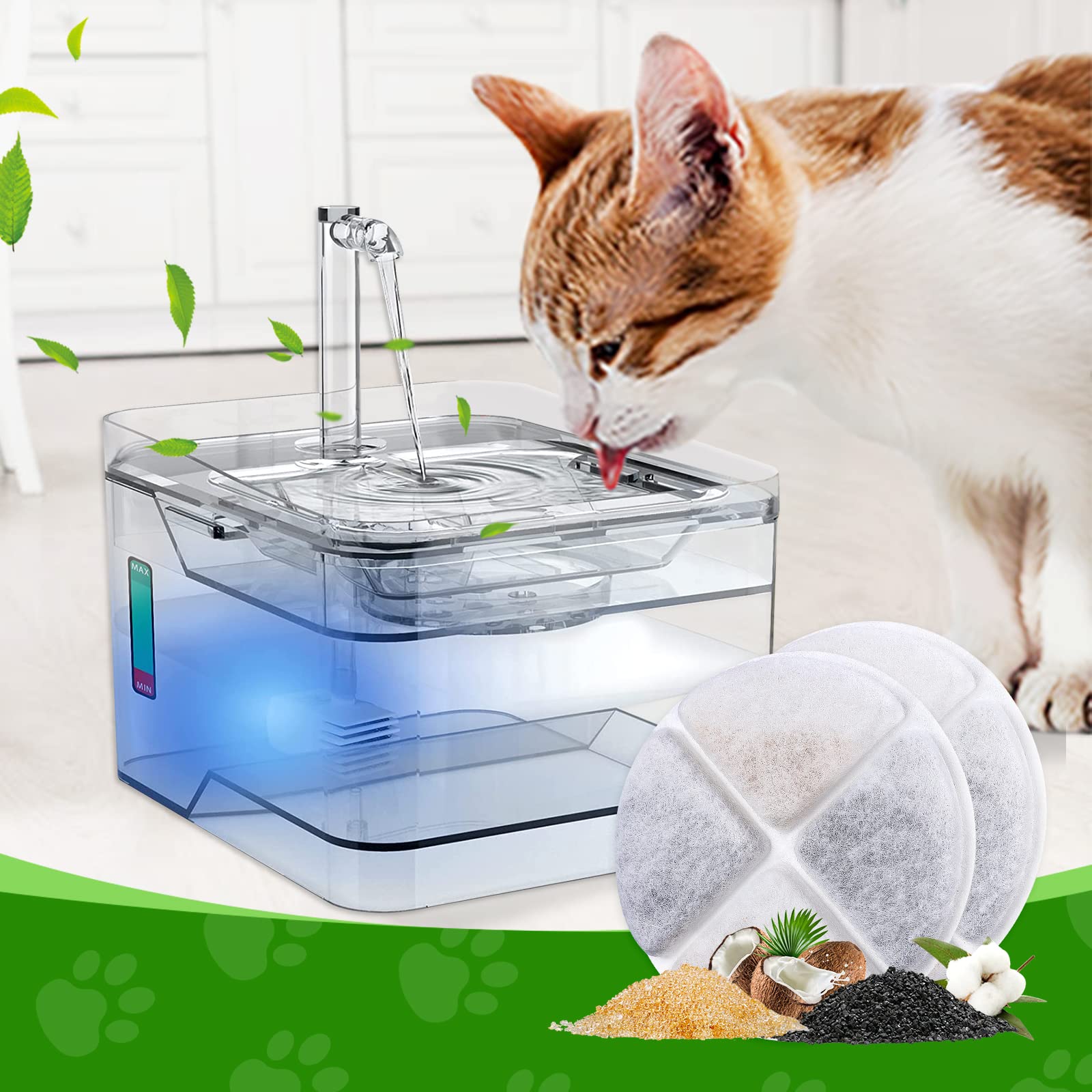 Myfatboss Cat Fountain Filters, 8 Pack Cat Filters For Water Fountain, Cat Water Fountain Filter Replacement, Pet Fountain Filter Replacement Fit For Petnf 101 Oz/ 3 Liter Pet Water Fountain