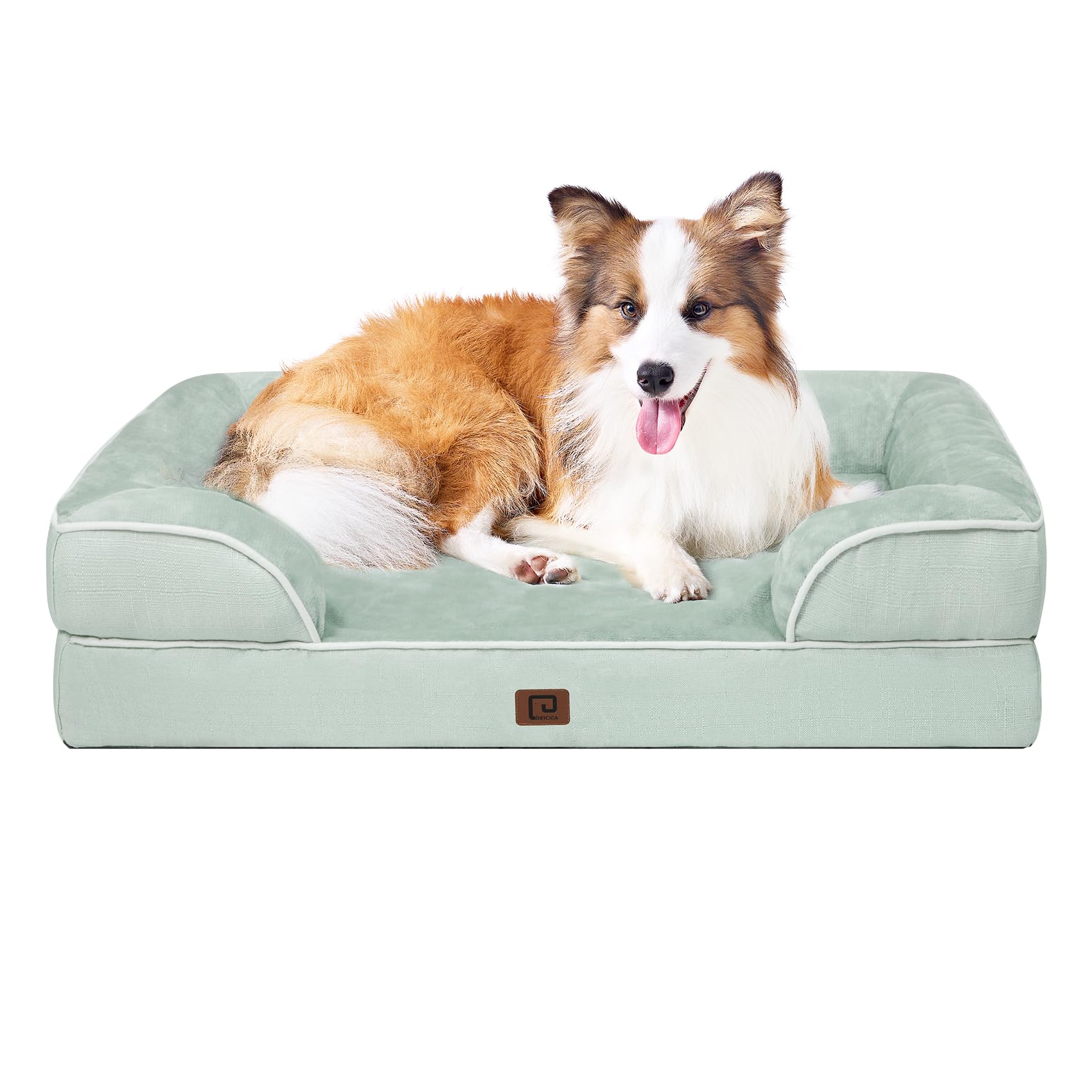 Eheyciga Orthopedic Large Dog Bed, Waterproof Memory Foam, Non-Slip Bottom, Sage Green, 41''L X 27''W X 6.5''Th