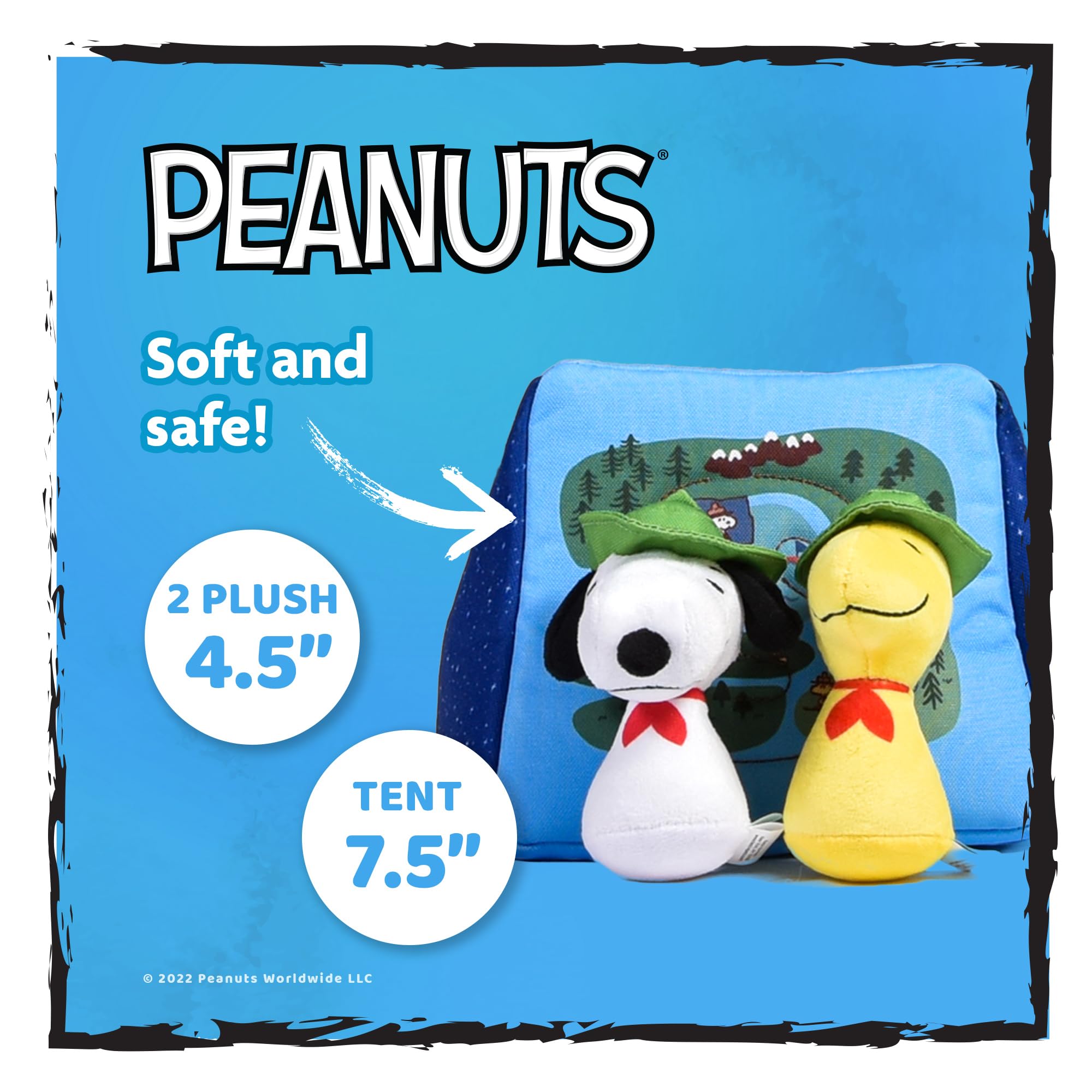 Peanuts For Pets 3-Piece Interactive Dog Toy Set, Burrow Toy, Snoopy & Woodstock Mini Plushes With Squeak Sound & Adventurer Ten