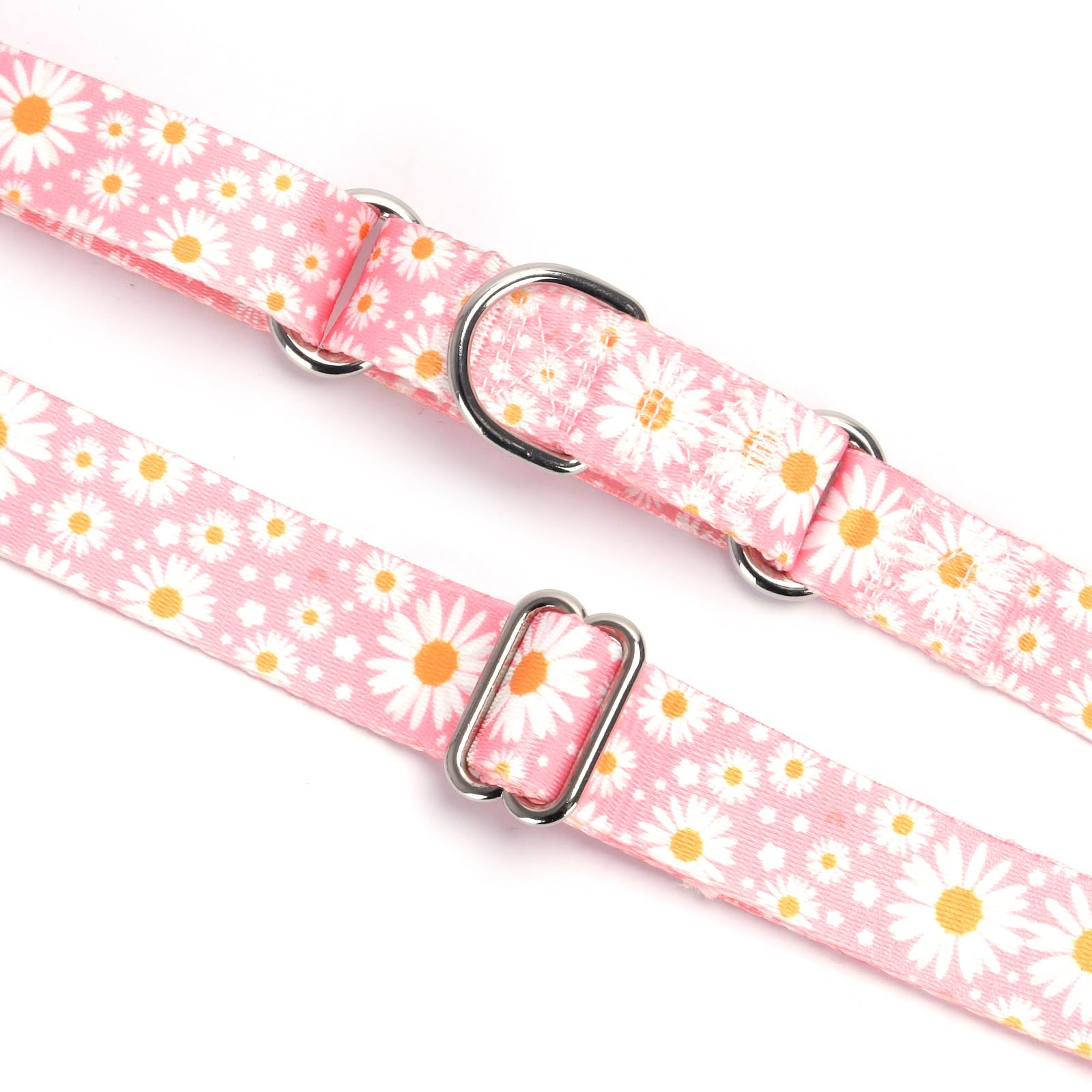 Martingale Collar For Dogs Medium Large, Girl Dog Collars With Adjustable Soft Nylon And Special Pink Daisy Floral Design, Train