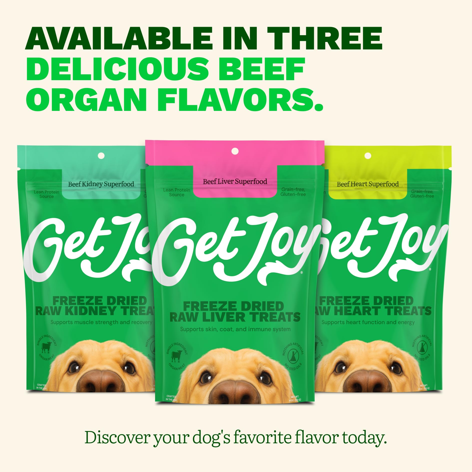Get Joy Freeze Dried Beef Liver Dog Treats, 4oz - High Protein, Grain Free, Single Ingredient Snack & Training Rewards