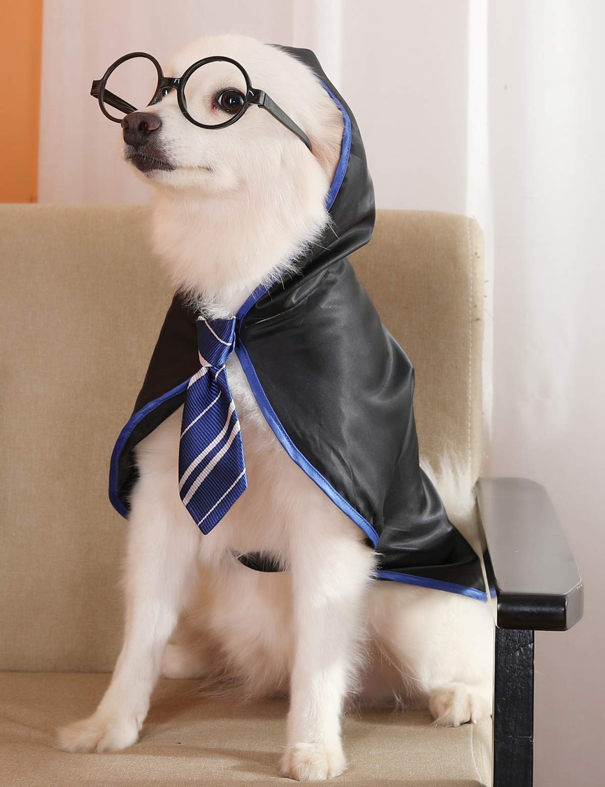 Coomour Halloween Dog Costume Wizard Pet Shirt Funny Cat Clothes For Dogs Cats Clothing Outfits With Glasses (X-Large,Blue)