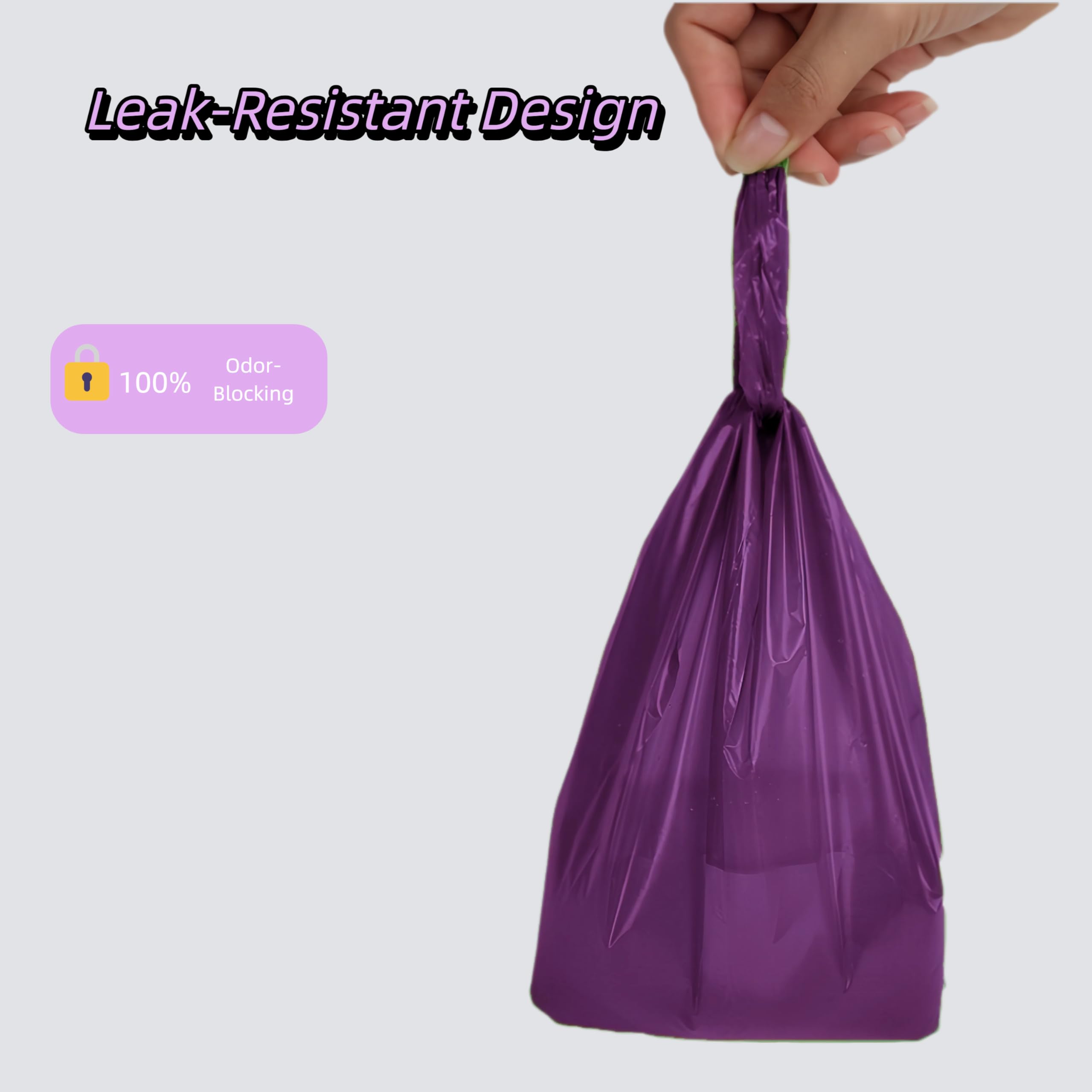 Cwyza Biodegradable T-Shirt Poop Bags With Easy-Tie Handles - Leak-Proof, Extra Thick Waste Bags For Small Dogs & Cats,12 Pack O