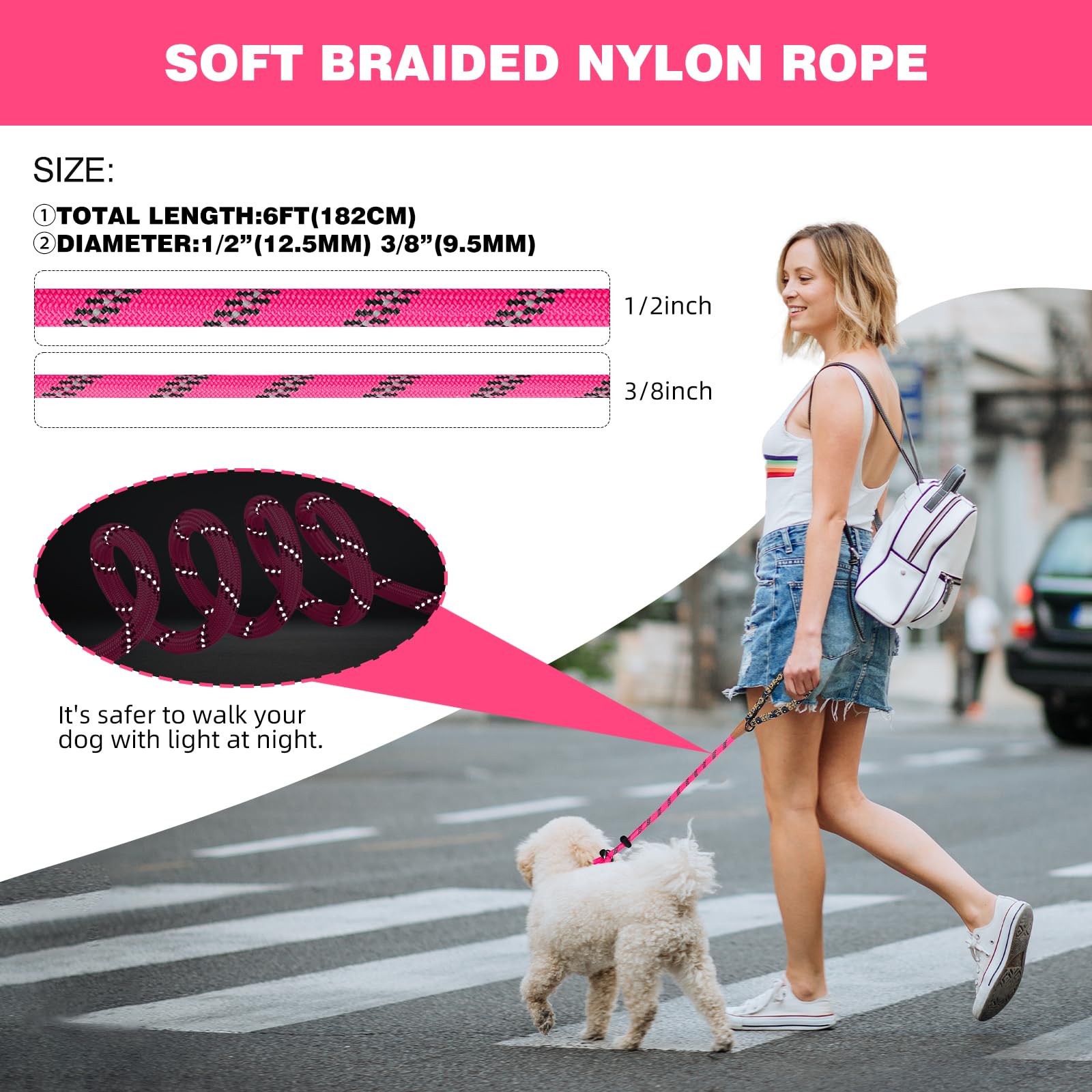 lynxking Slip Lead Dog Leash Reflective, Heavy Duty Comfortable Strong Rope Leash for Large, Medium Small Dogs No Pull Pet Train
