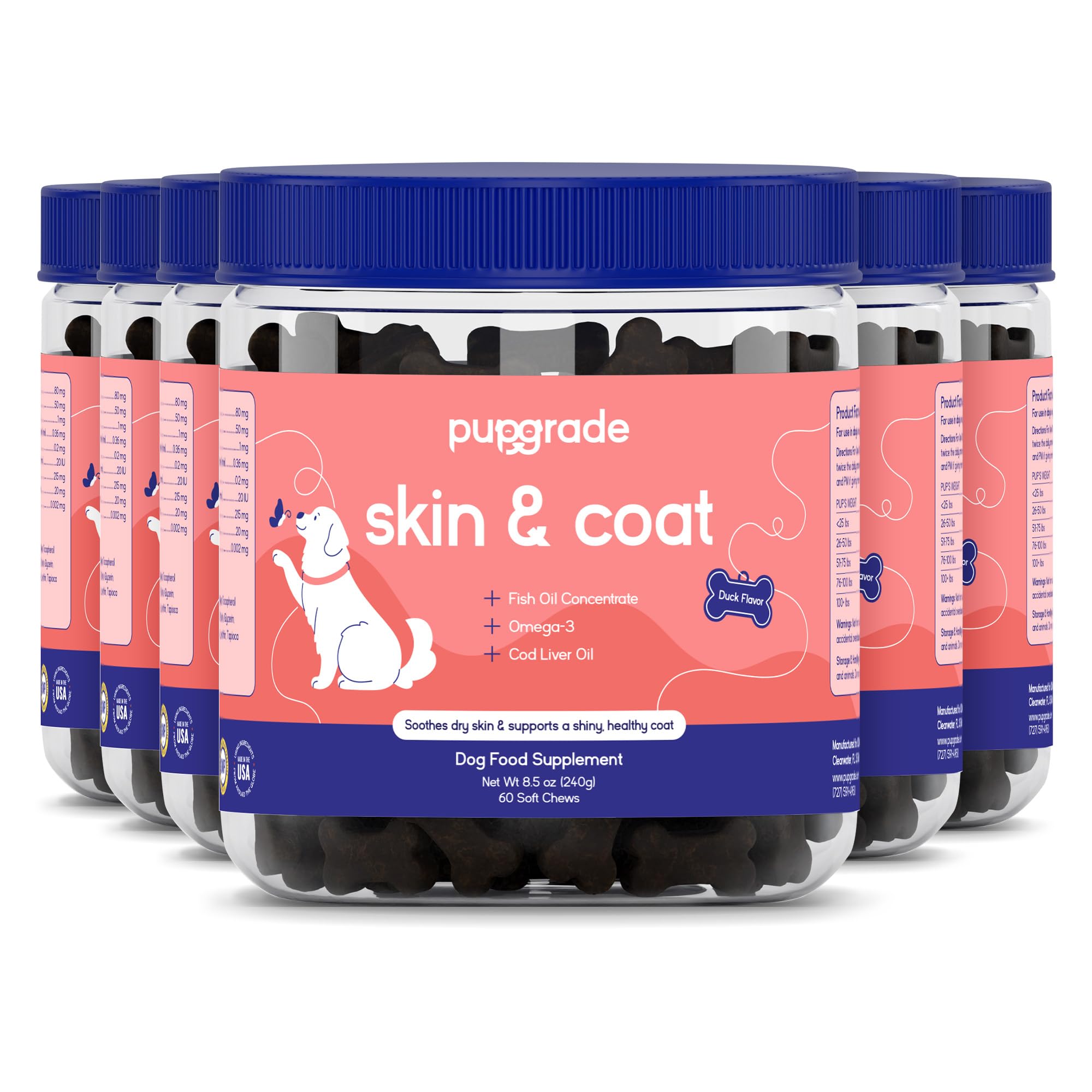 PupGrade Skin & Coat Soft Chew Supplement for Dogs - Supports Healthy Skin, Coat, and Immune Function - Rich in Natural Fish Oil