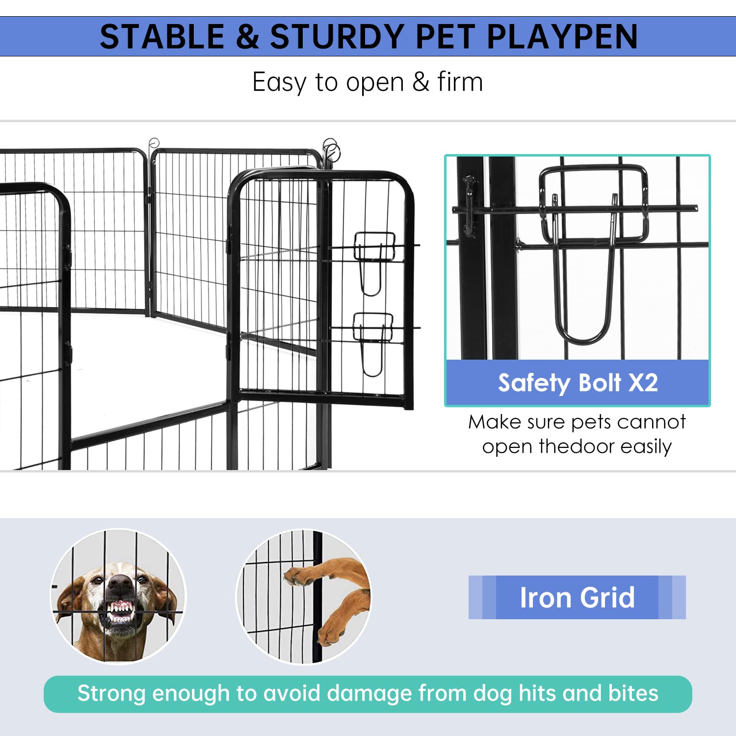 BestPet | Dog Playpen | 32 Inch, 24 Panels | Heavy Duty Metal Pet Exercise Pen | Indoor Outdoor Fence Panels | Rust-Resistant, R
