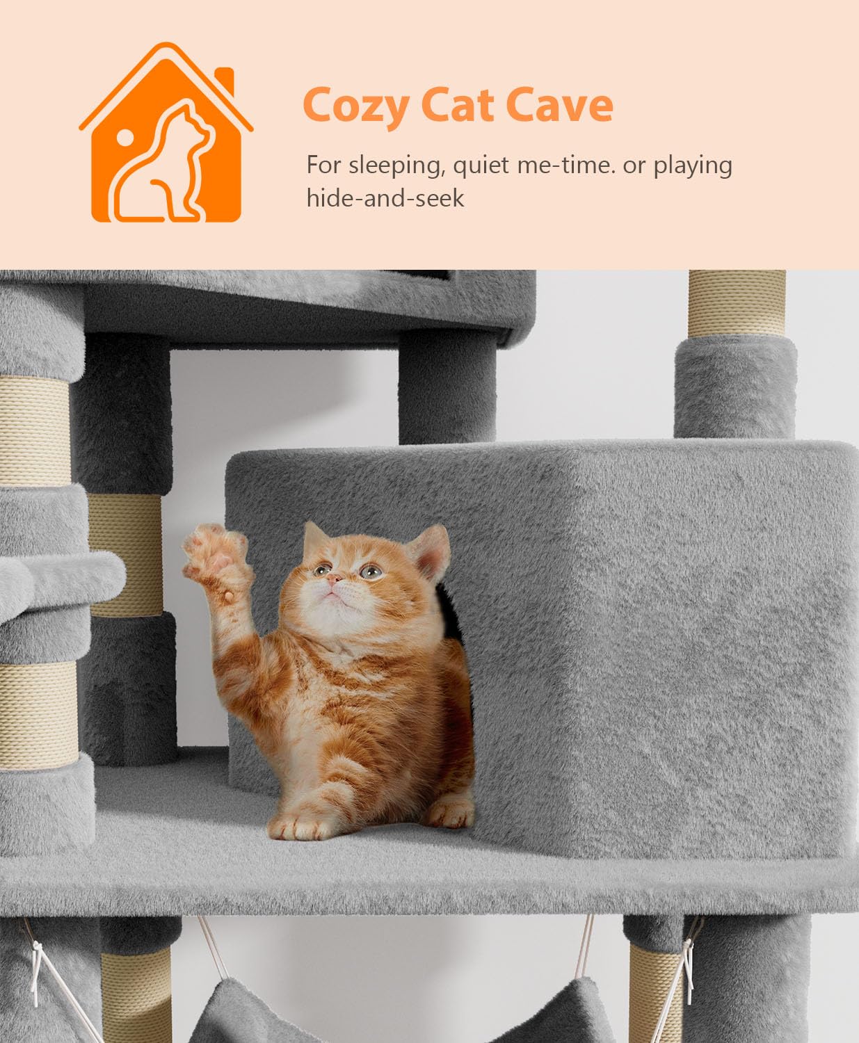 Os Motor Cat Tree Tower For Indoor Cats Large Adult,Cute/Tall Modern Cat Tree For Big Cats 20 Lbs,58''Plush Multi-Level Cat Cond