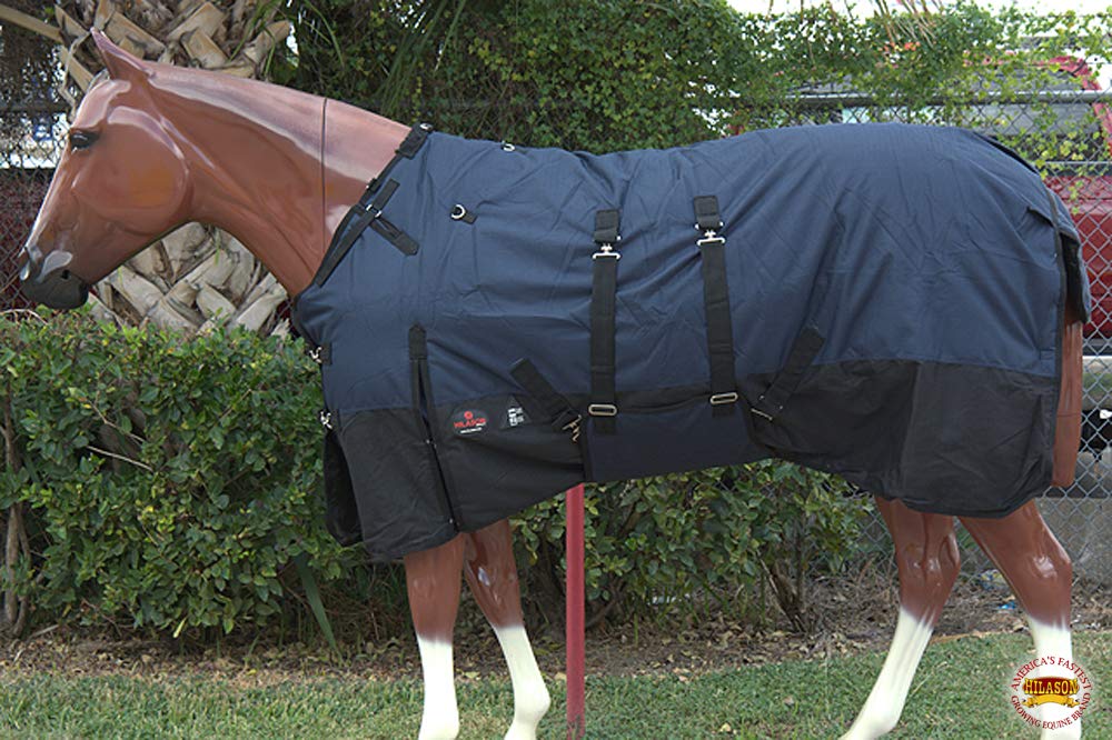 Hilason 1200D Winter Waterproof Poly Horse Blanket Belly Wrap Winter & Turnout Blanket For Horses 72 Inches