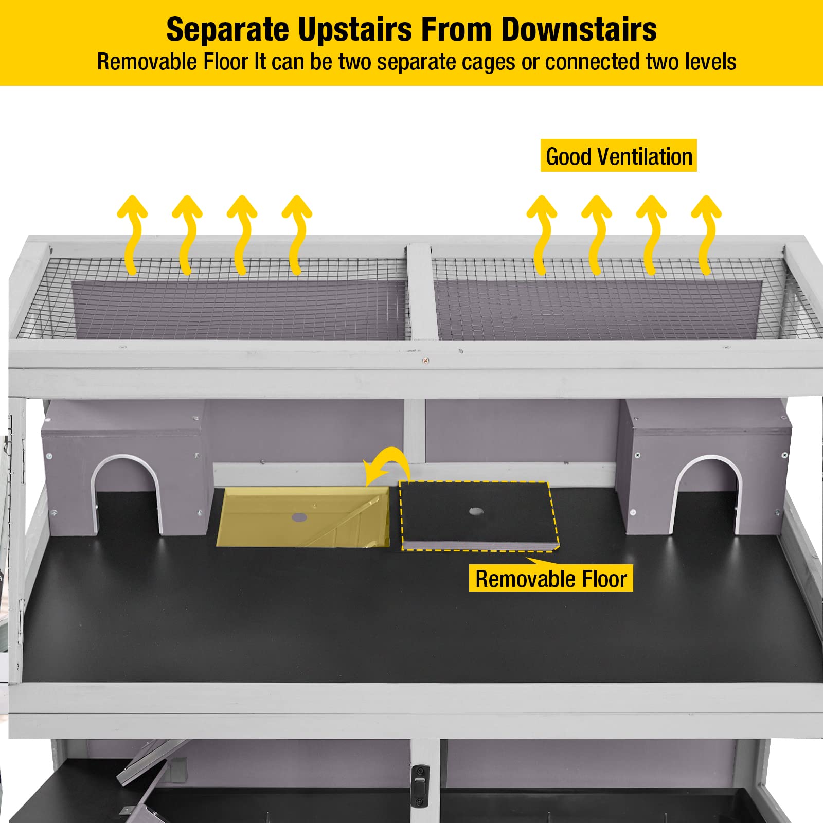 Aivituvin Guinea Pig Cage Chew Proof Hamster Cage Metal Frame Rat House Small Animal Habitat Critter Nation Cage 2 Levels Double