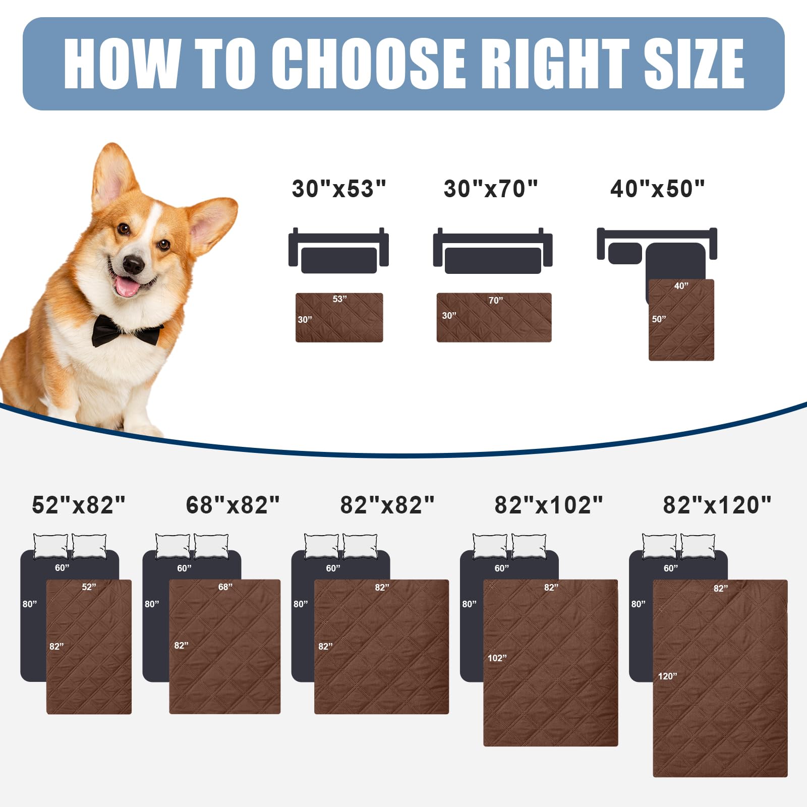 Smiry Waterproof Dog Blanket, Reversible Dog Bed Cover Pet Blanket, Soft Pet Couch Covers For Sofa Washable, Bed Couch Sofa Furniture Protector For Puppy Cat Kids (30'X70', Brown/Chocolate)