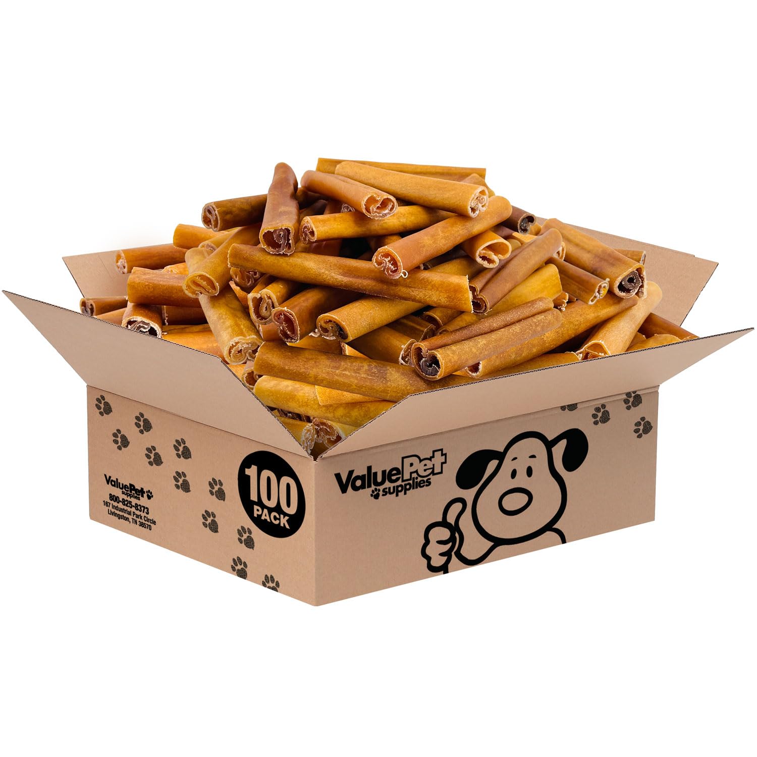 ValueBull Buffalo Collagen Sticks for Dogs, 6 Inch Jumbo Chews, Natural Long-Lasting Dog Treats, 100 Count Bulk Pack - Supports 