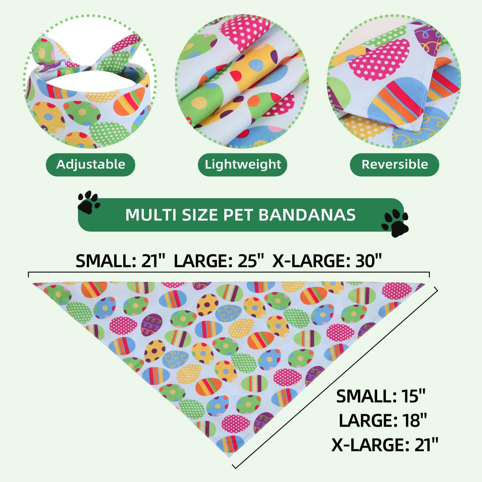 Gofshy 2 Pack Easter Dog Bandanas Large, For Dog, Premium Durable Triangle Reversible Pet Scarfs For Boy Girl, Adjustable Breed