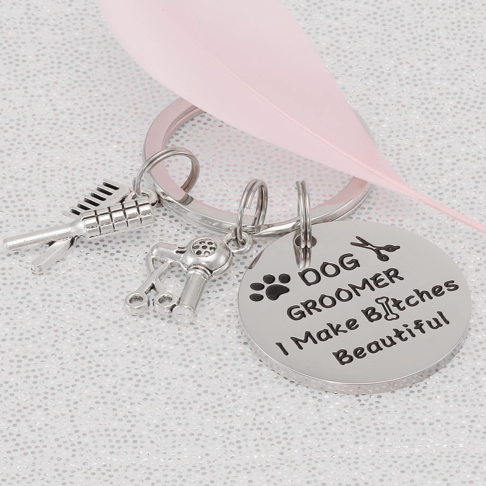 Kivosliviz Dog Groomer Gifts Keychain For Dog Groomers Women Men Key Chains Dog Stylist Presents Dog Grooming Items Pet Hair Groomer Keyring Jewelry Dog Groomer Keychain