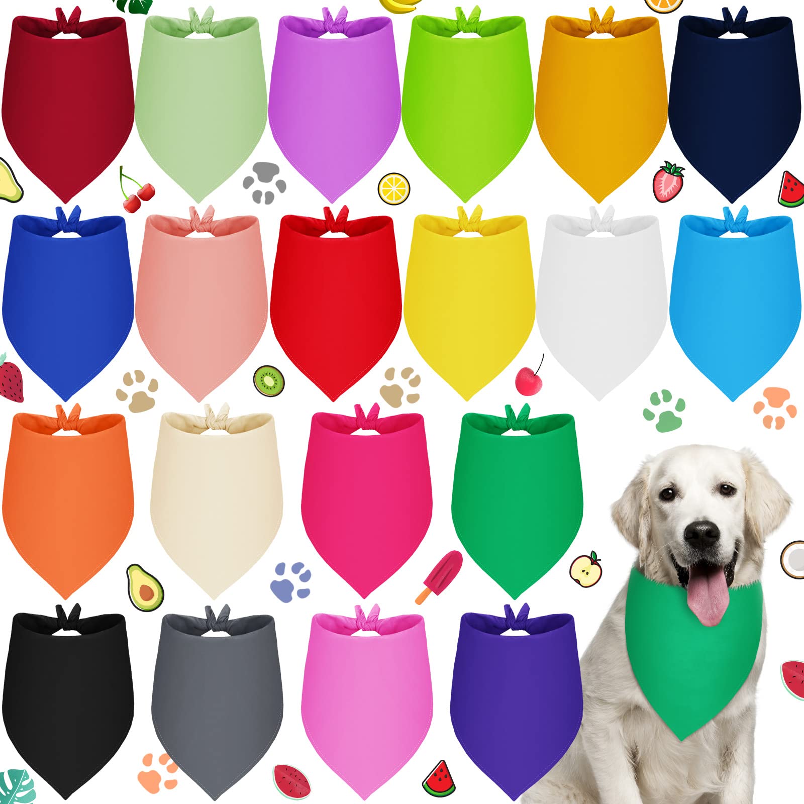 Saintrygo 20 Pcs Plain Dog Bandanas Bulk for Puppy Dogs Heat Transfer Adjustable Pet Bandanas Blank DIY Triangle Sublimation Was