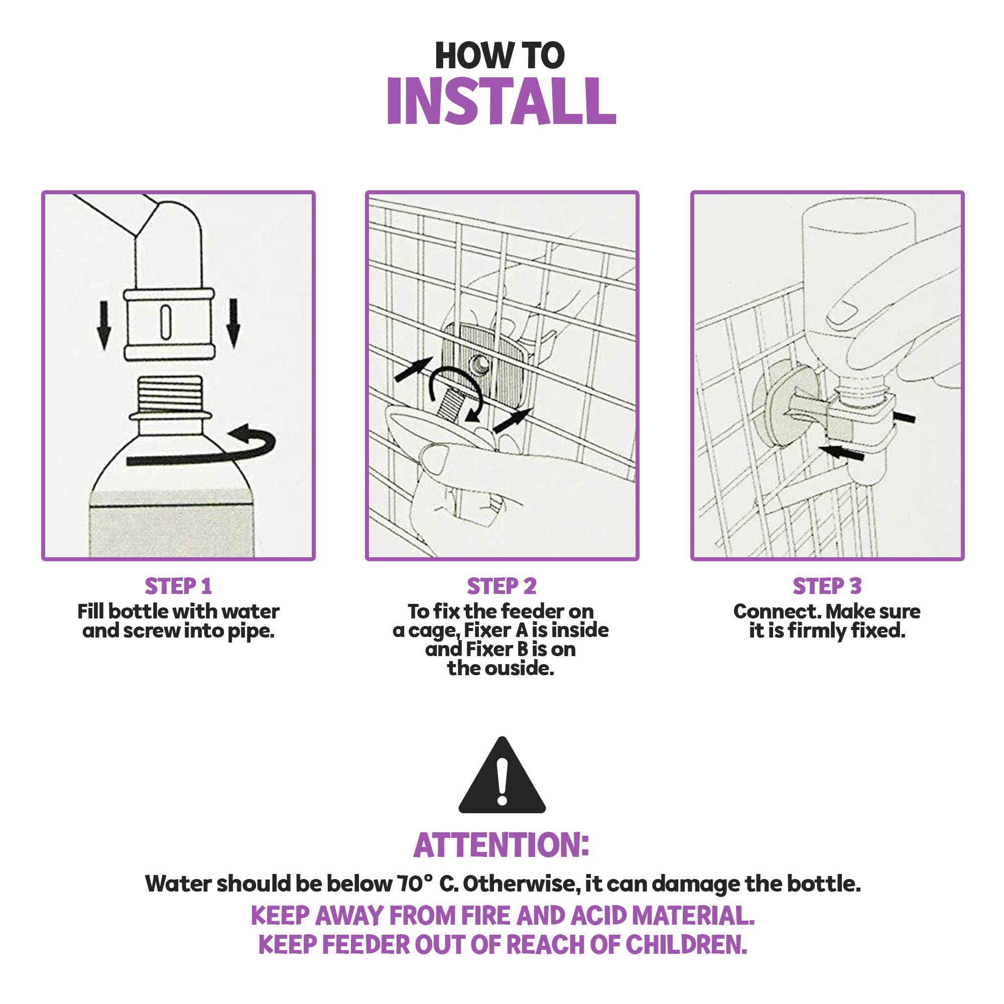 Poodle Pet Water Feeder Bottle Container Dispenser For Cage Or Kennel – Gravity Hydration Fountain With Spigot Spout For Dogs, Cats, Hamsters, Rabbits & Other Small Animals … (Crate Water Bottle)