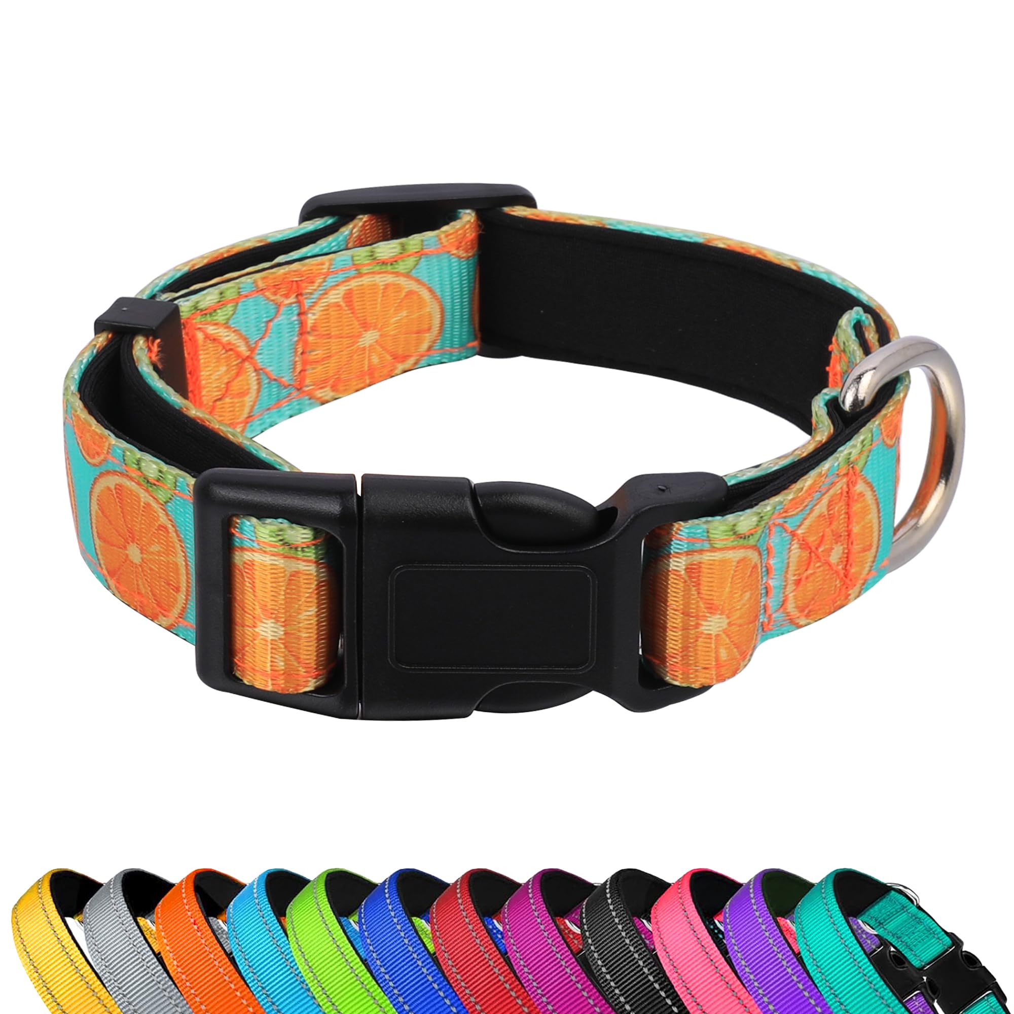 Pwod Reflective Dog Collar, Adjustable Soft Neoprene Padded Nylon Pet Collars With Buckle For Puppy And Small Dogs, Cats, Summer