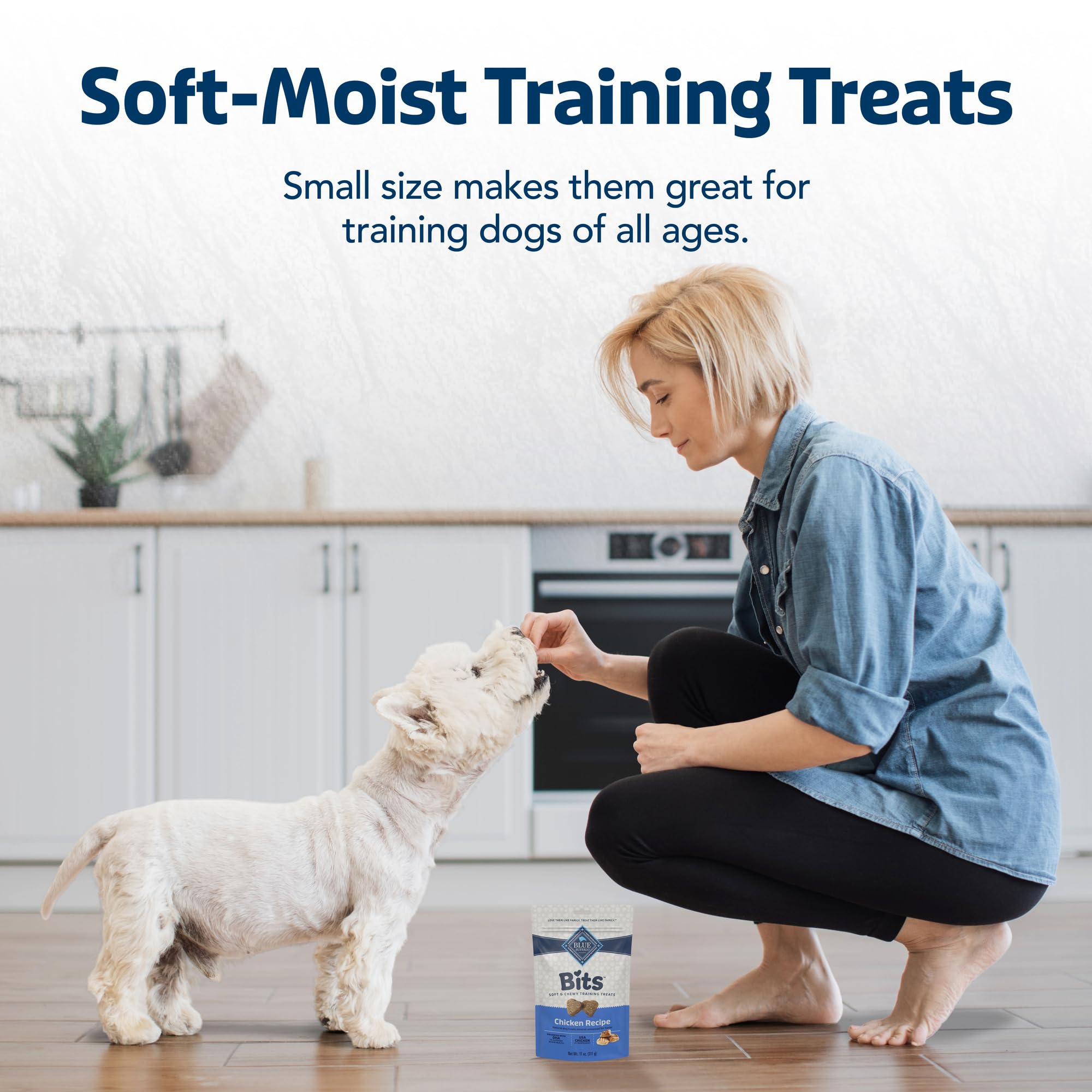 Blue Buffalo Bits Soft Dog Treats for Training, Made With Natural Ingredients & Enhanced with DHA, Chicken & Beef 19-oz Variety