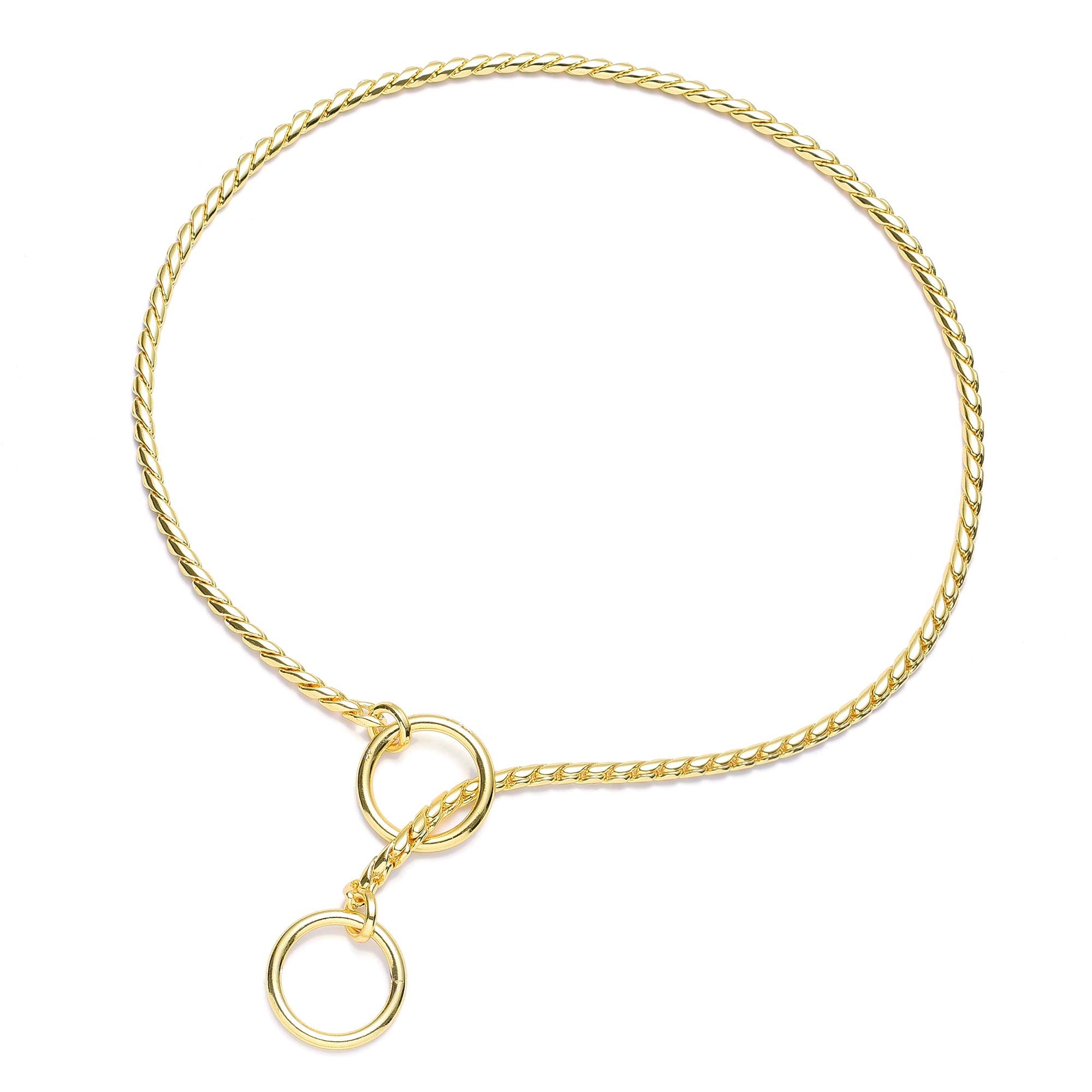 Mile High Life | Dog Training Collar | Curb Chain Collar | Chrome Copper Slip Lead | P Ring Collar | Choke Collar (18In/45Cm-4.0Mm)