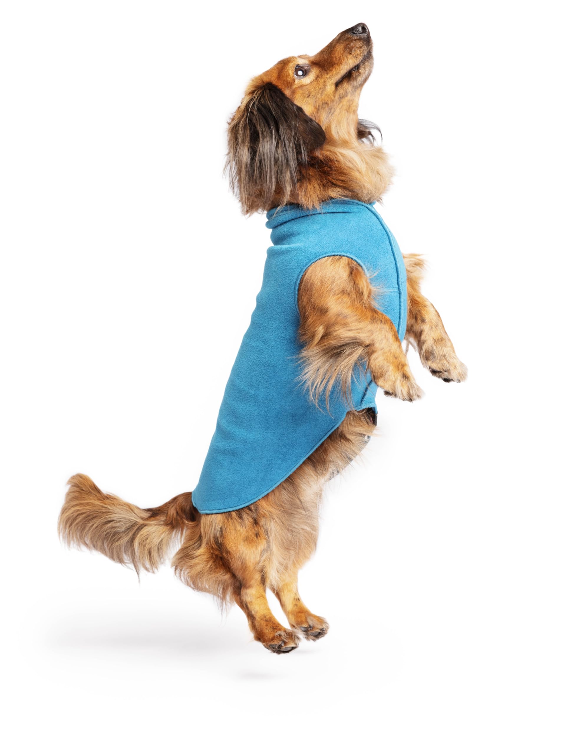 Gold Paw Stretch Fleece Dog Coat, Stretchy Pet Sweater, Machine Washable Pullover For Winter And Fall, Marine Blue, 12