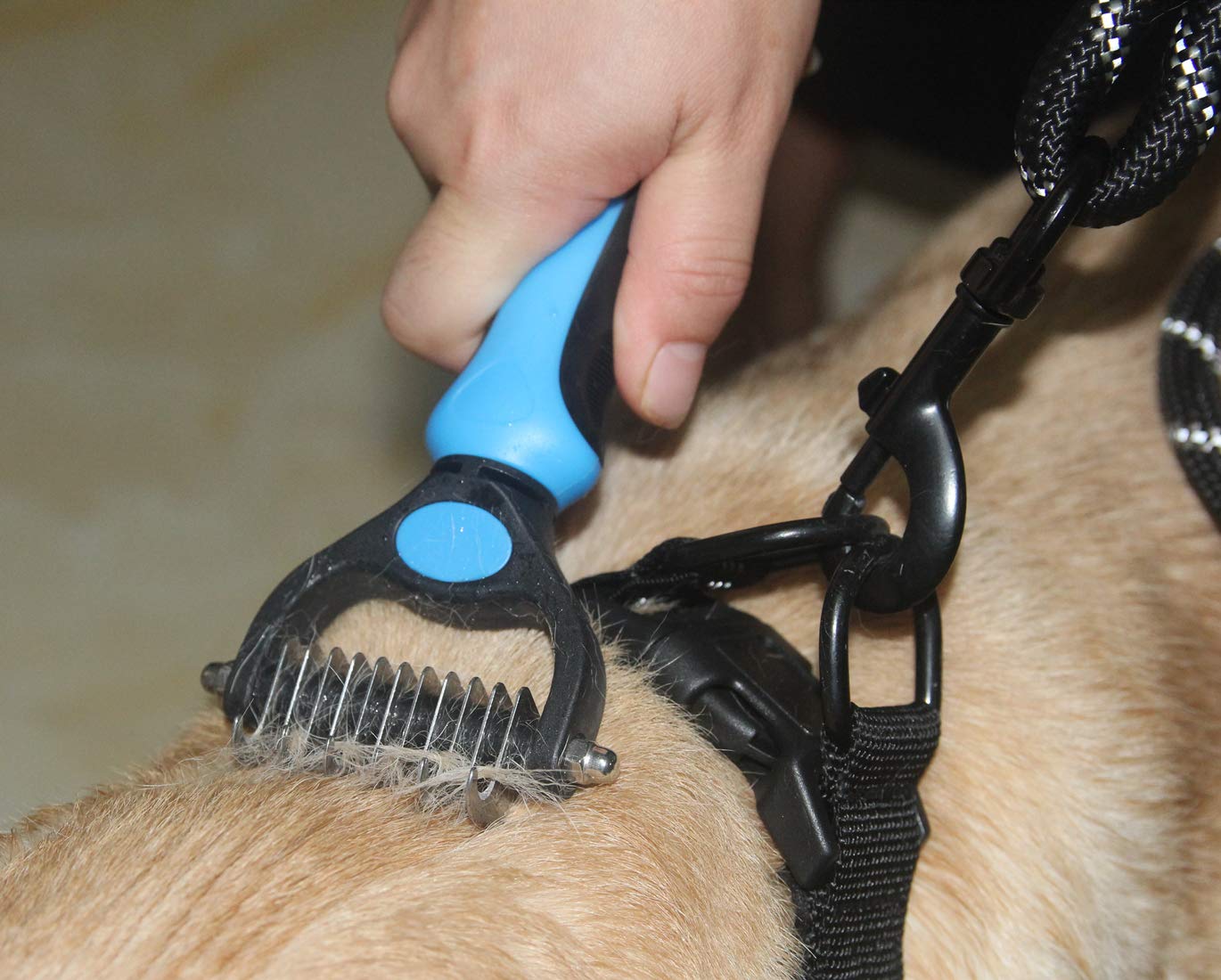 Maxpower Planet Pet Grooming Brush - Double Sided Dematting Undercoat Rake For Dogs And Cats, Extra Wide Pet Brush To Reduce She