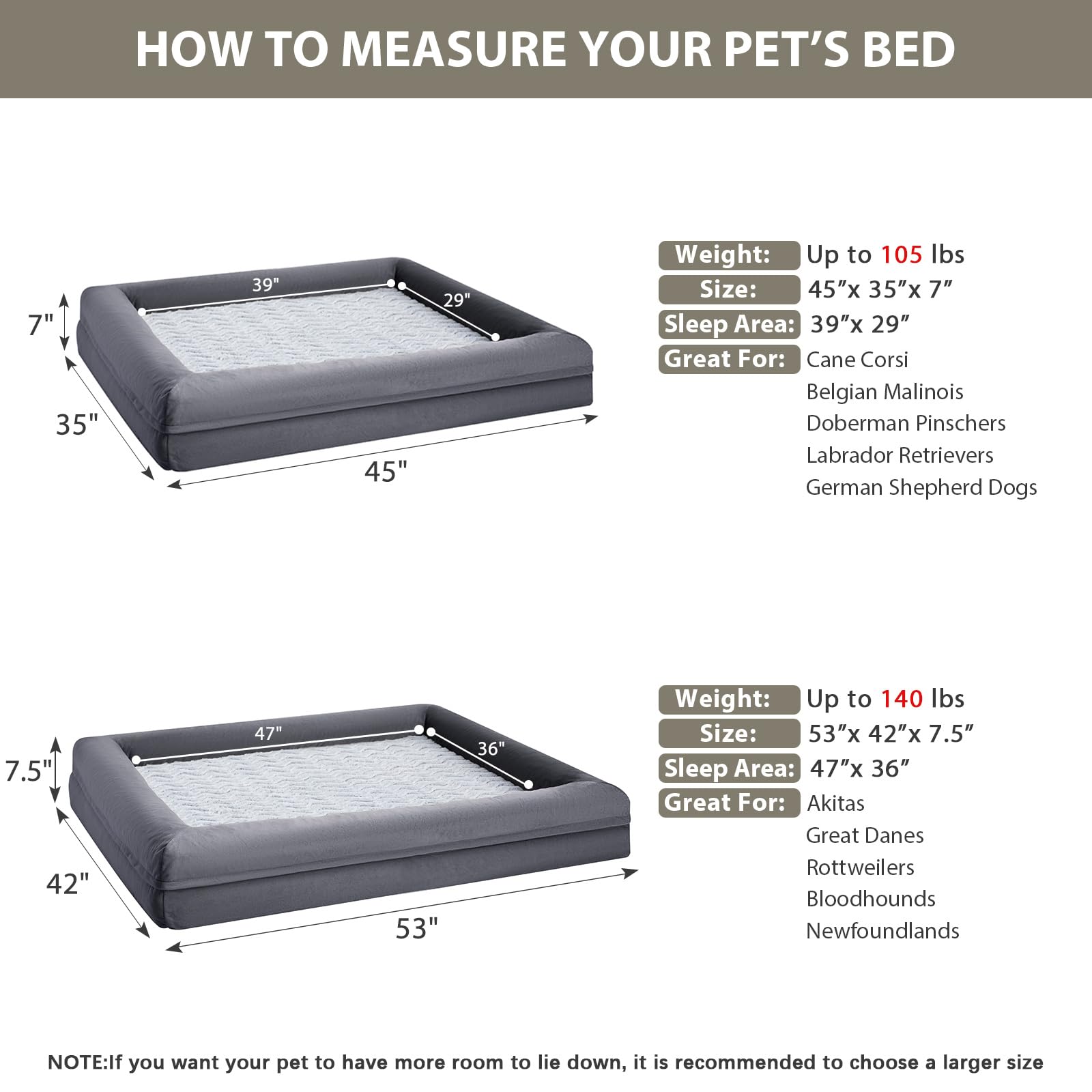 Wnpethome Washable Dog Beds Large Sized Dog, Xl Dog Couch, Orthopedic Dog Sofa Bed With Removable & Waterproof Cover, Extra Larg