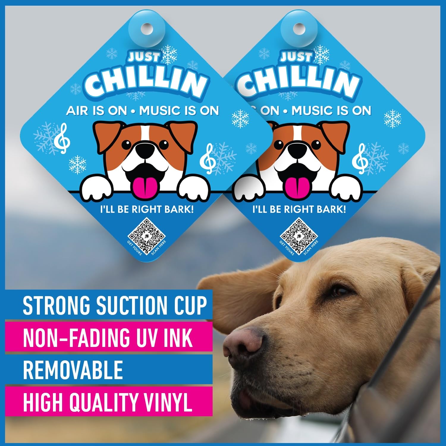 Stay Safe With 'Just Chillin' Car Sign - Visible Pet Safety Alert For Responsible Dog Owners - A Must Have Auto Accessory For Do