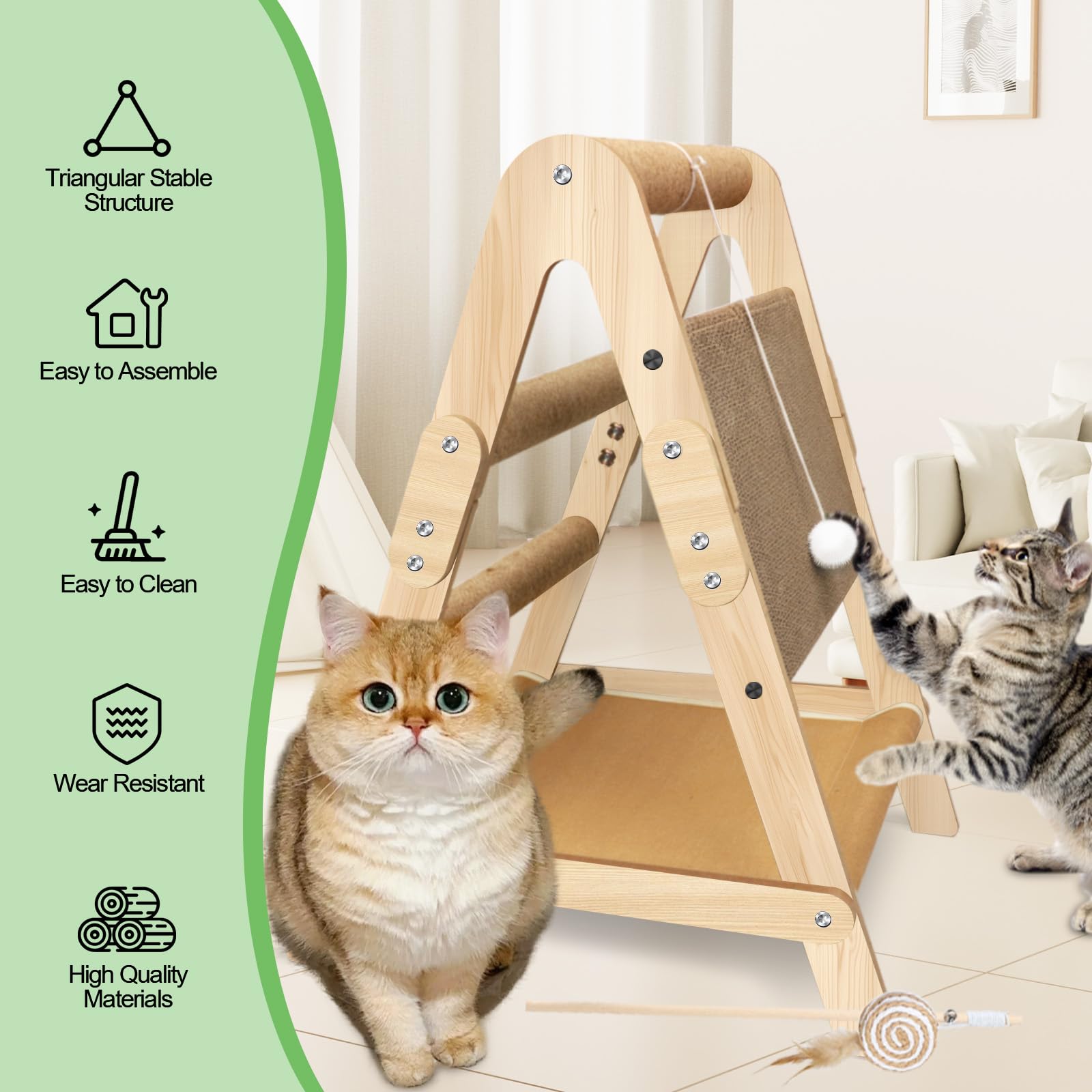Blugun Cats Scratching Pads Cat Climbing Frame Multifunctional Kitten House Toys All-In-One Wooden Climbing Ladder Summer Kitty