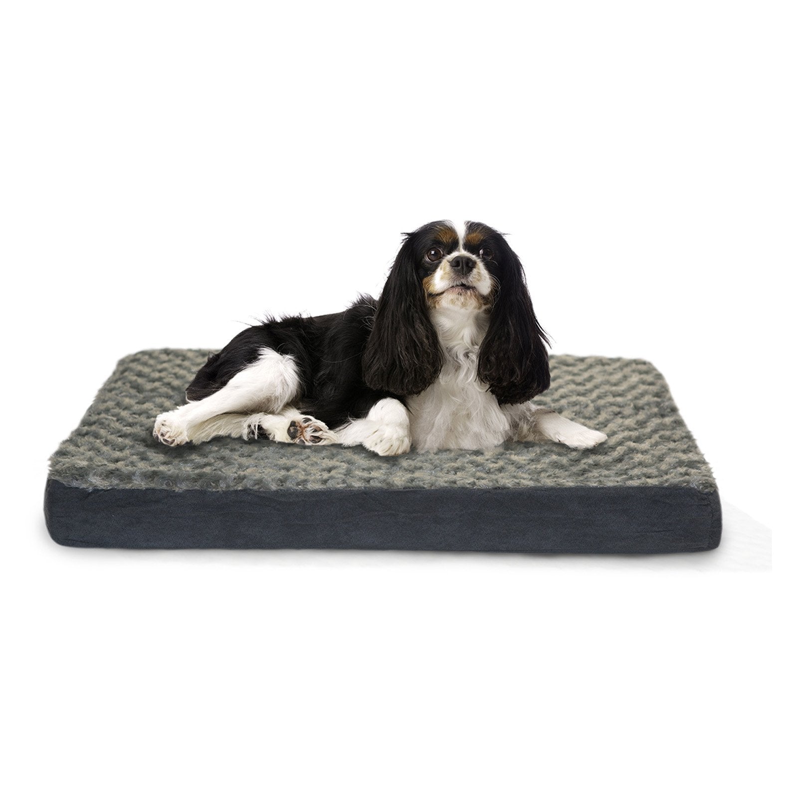 Furhaven Cooling Gel Dog Bed for Large/Medium Dogs w/ Removable Washable Cover, For Dogs Up to 55 lbs - Ultra Plush Faux Fur & S