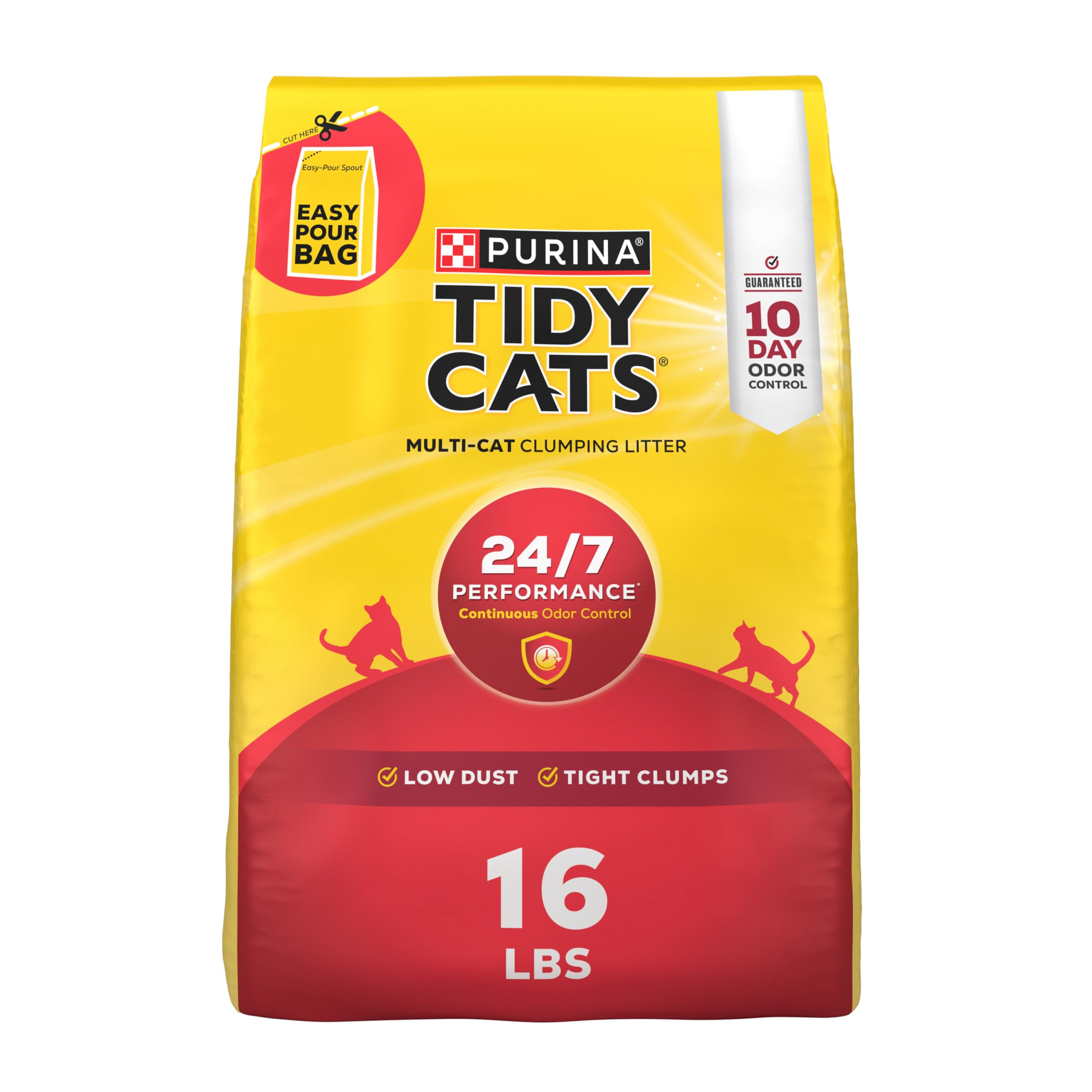Purina Tidy Cats Clumping Cat Litter Odor Control, 24/7 Performance Multi Cat Litter - 16 Lb. Bag