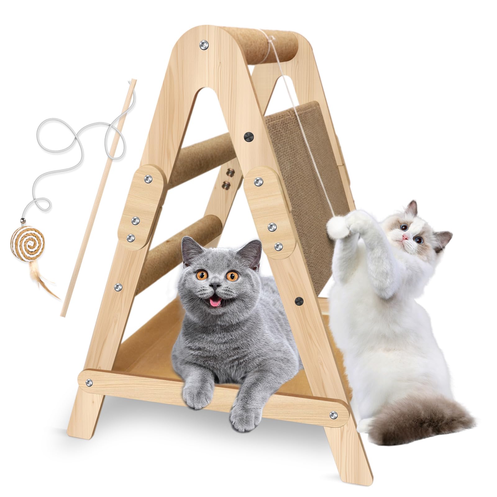 Blugun Cats Scratching Pads Cat Climbing Frame Multifunctional Kitten House Toys All-In-One Wooden Climbing Ladder Summer Kitty 