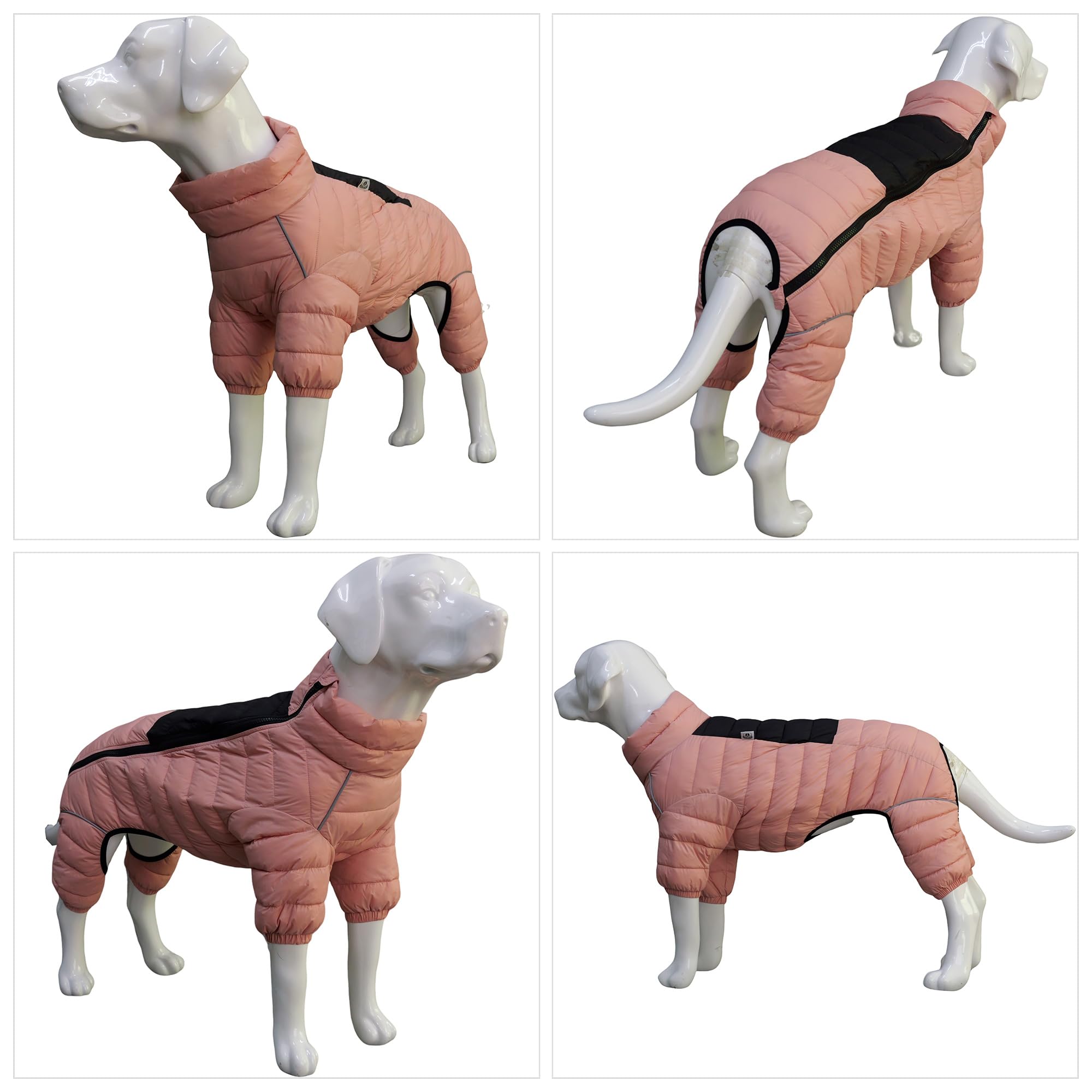 Warm Dog Coat, 4 Legs Covered Waterproof Windproof Reflective Vest, Zippered Adjustable Outdoor Snow Jacket for Small Medium Lar