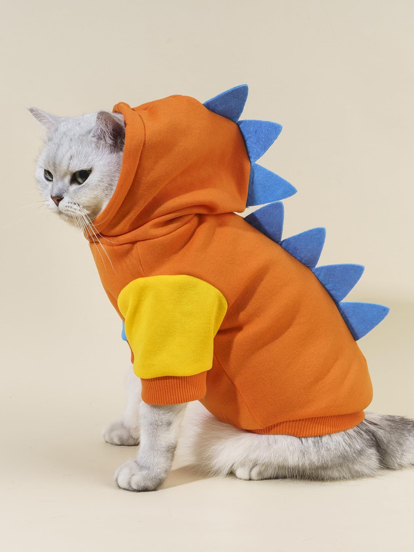 Qwinee Dinosaur Dog Hoodie Dog Warm Jacket Christmas Halloween Dog Costume Dog Clothes For Puppy Kitten Small Medium Dogs Cats Orange And Blue Xl