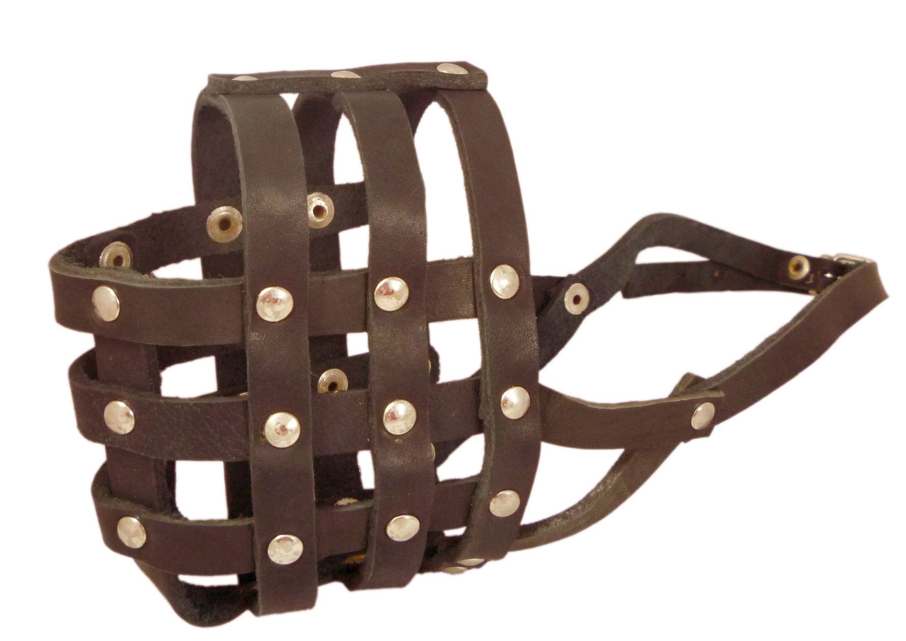 Real Leather Dog Basket Muzzle #107 Brown - Pit Bull, Amstaff (Circumference 12', Snout Length 3.5')