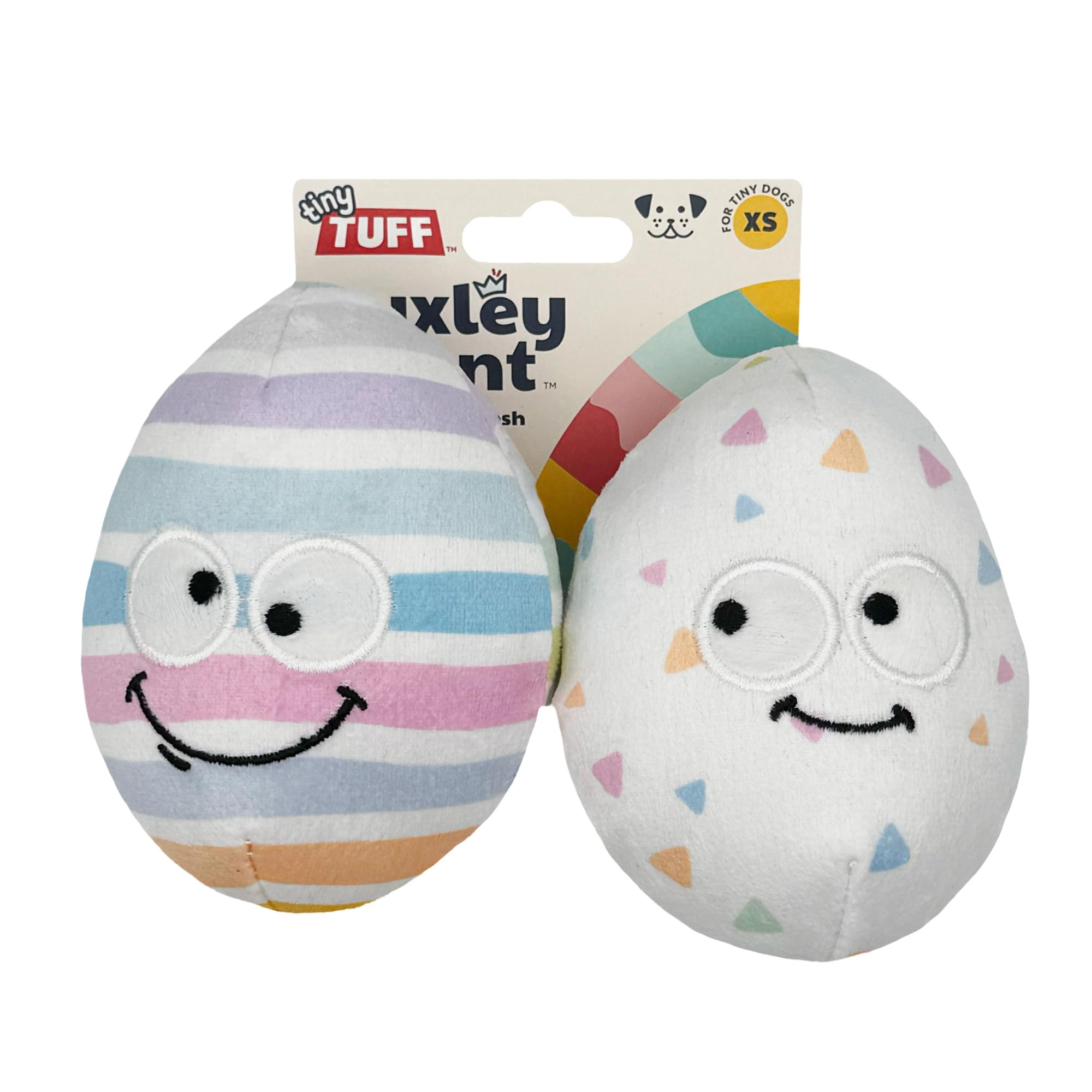 Huxley & Kent Tiny Tuff - Squeaky Eggs - Easter/Spring Extra Tough Dog Toy For Small Dogs - 2-Pack Funny Dog Toy - Features Sque