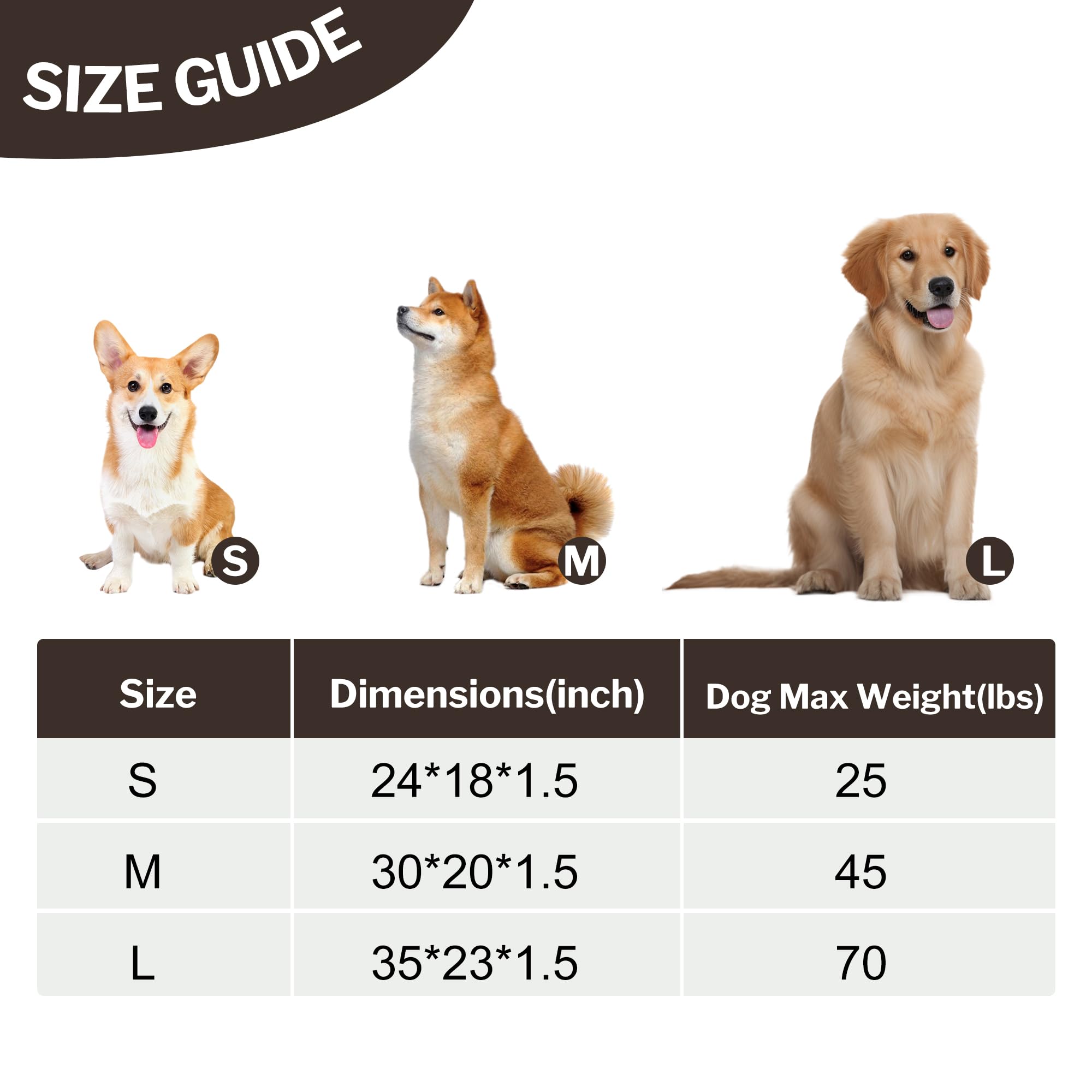 Dog Bed Crate Mat, Soft Durable Washable Anti-Slip Kennel Pad for Dogs & Cats, Reversible (Dark Brown, S(24*18*1.5))