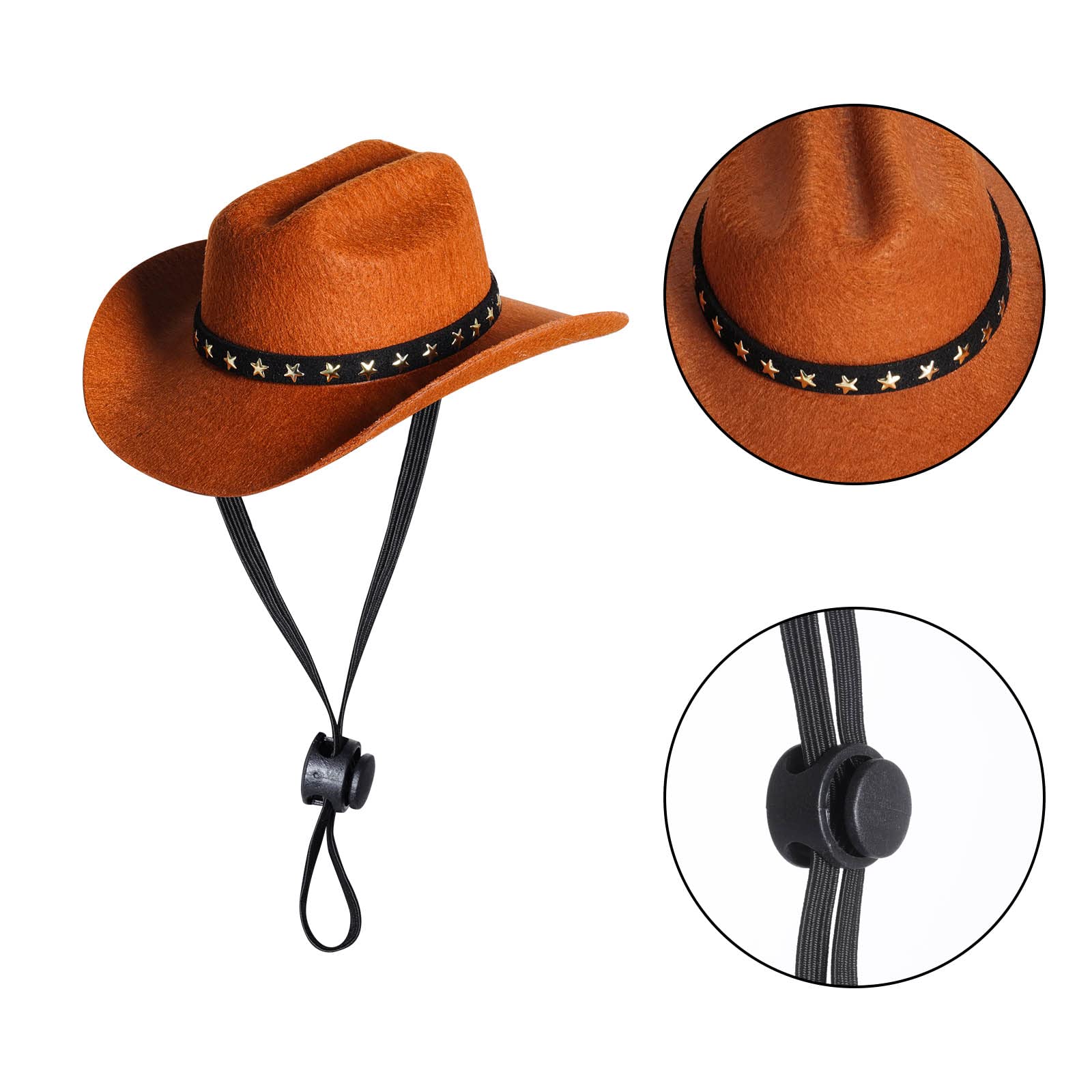 Choyaxo Pet Cowboy Costume Cosplay Cap Halloween Costumes For Dogs Cat Pet Party Decoration Mini Cowboy Hat (Brown, Small)