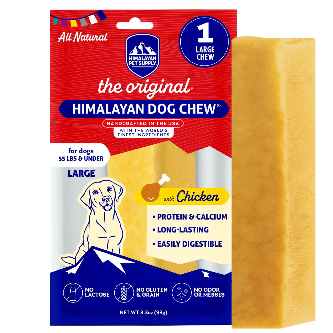 Himalayan Chew Original Yak Cheese Chew, Chicken, 1 Large Stick, 3.3 oz, Gluten Free, Healthy Treats, Grain & Lactose Free 100% 