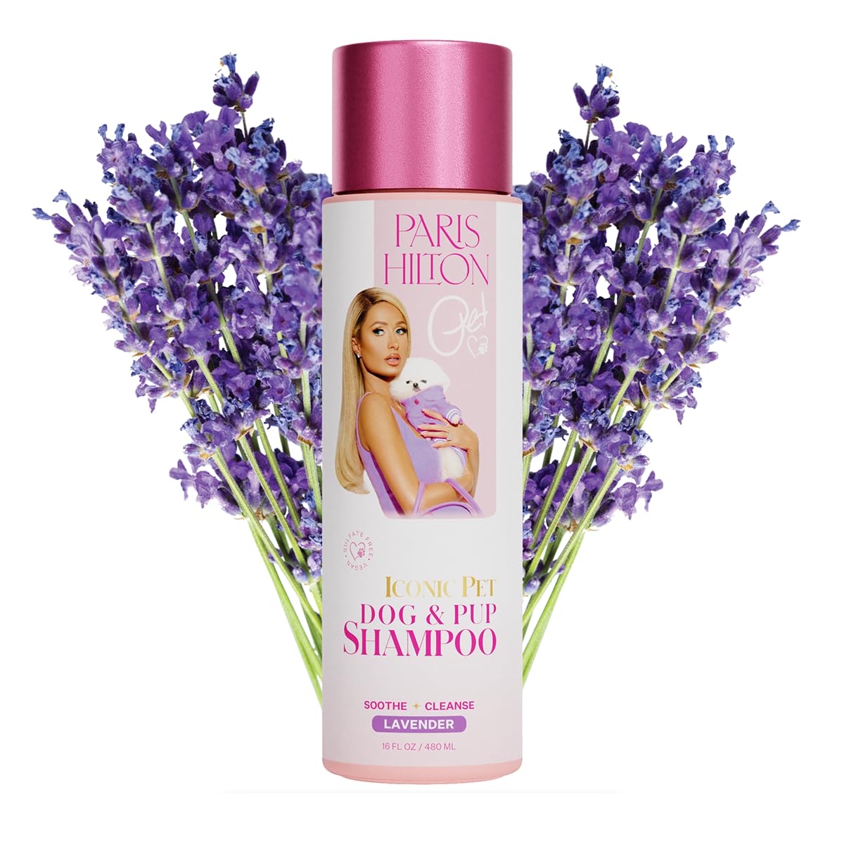 Paris Hilton Dog Shampoo - Gentle Calming Lavender Scent, Sulfate-Free Vegan & Hypoallergenic for All Dog Breeds, with Oatmeal &