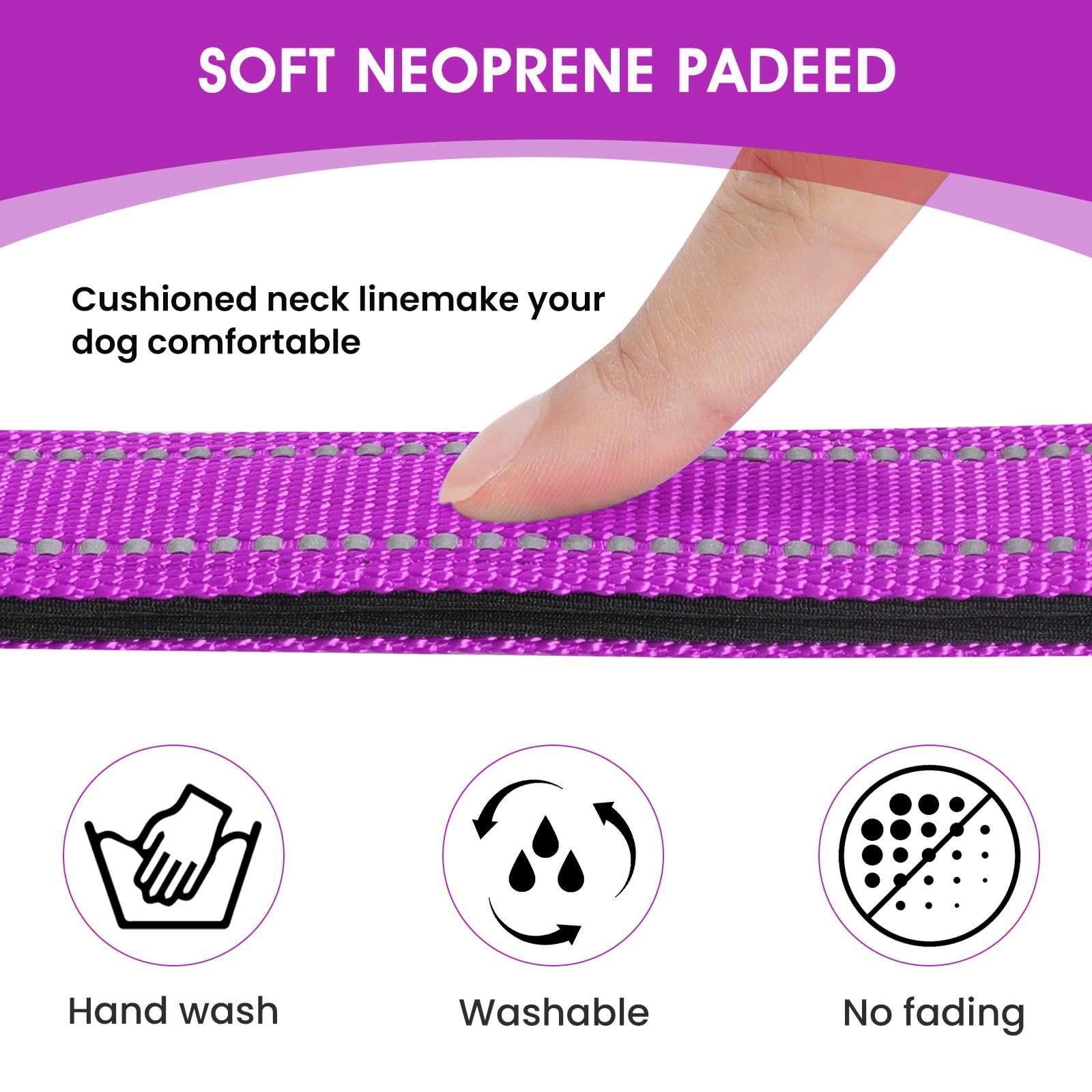 Penseepet Reflective Dog Collar Padded With Soft Neoprene Breathable Quick Release Basic Dog Collars For Puppy Small Dogs Dark M